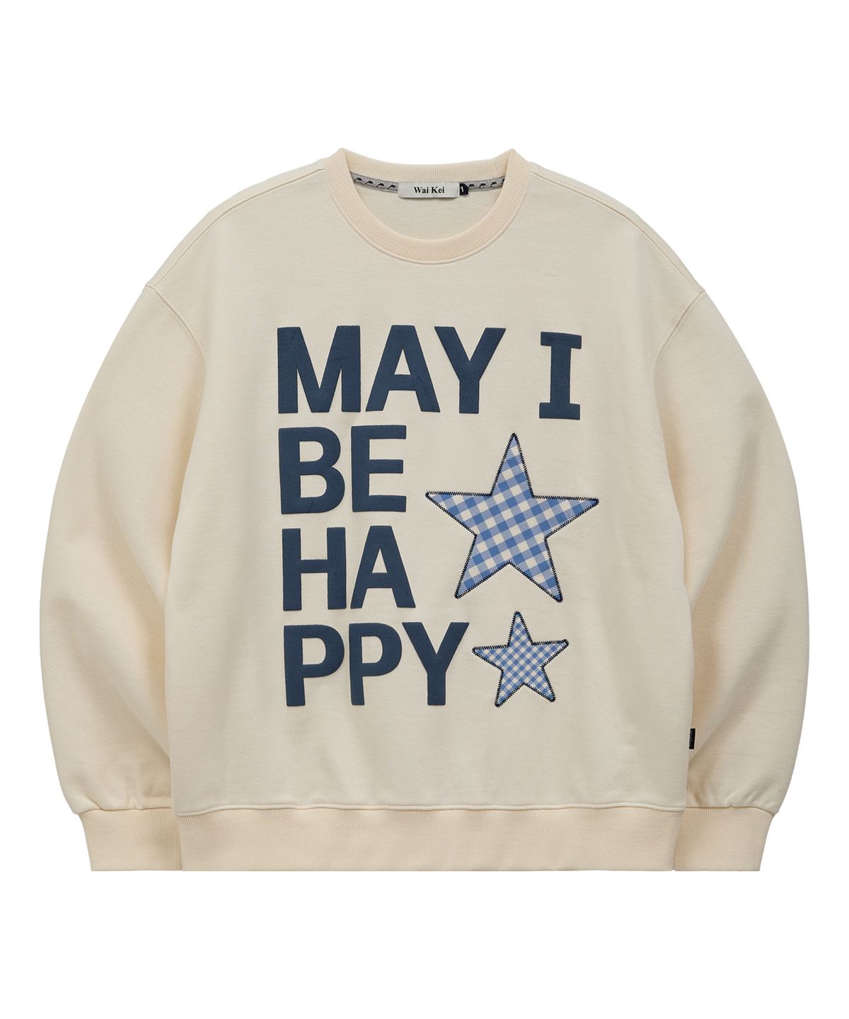 와이케이(WAIKEI) MAY I BE HAPPY 맨투맨 아이보리