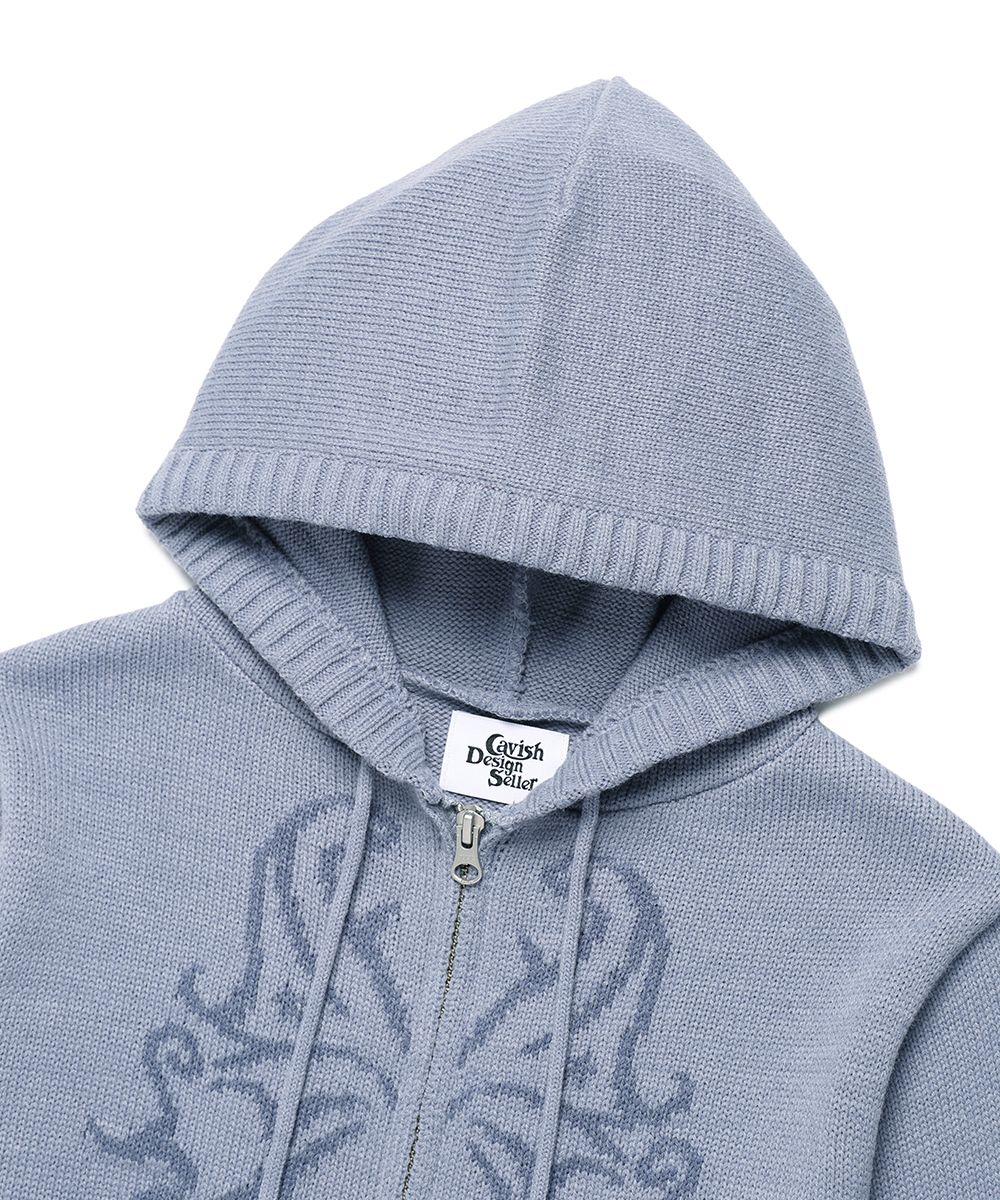 MUSINSA | CAVISH W BUTTERFLY KNIT ZIP UP HOODIE BLUE