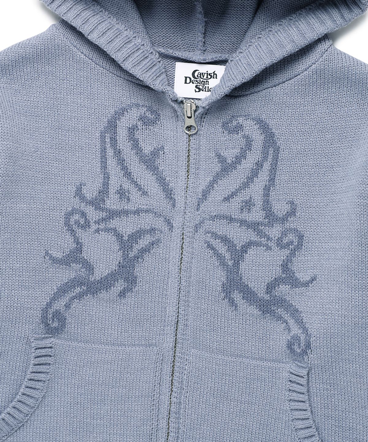 카비시(CAVISH) W BUTTERFLY KNIT ZIP UP HOODIE BLUE(CV2FSFK681A)