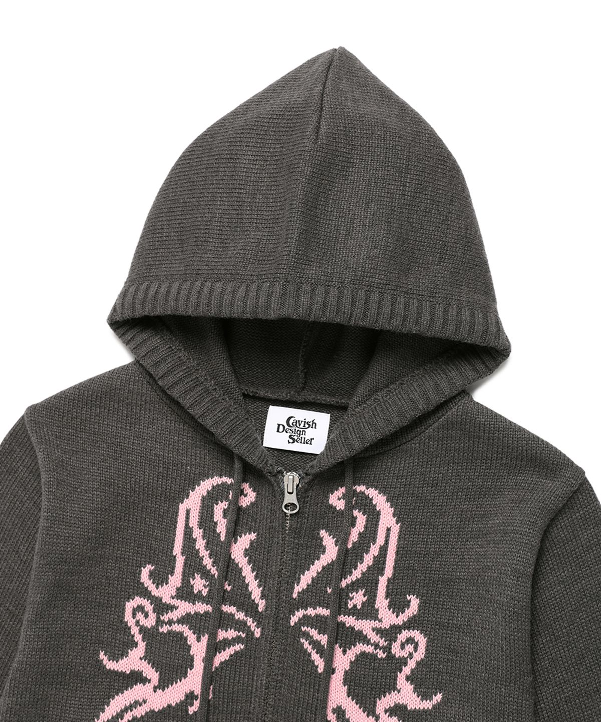 카비시(CAVISH) W BUTTERFLY KNIT ZIP UP HOODIE CHARCOAL(CV2FSFK681A)