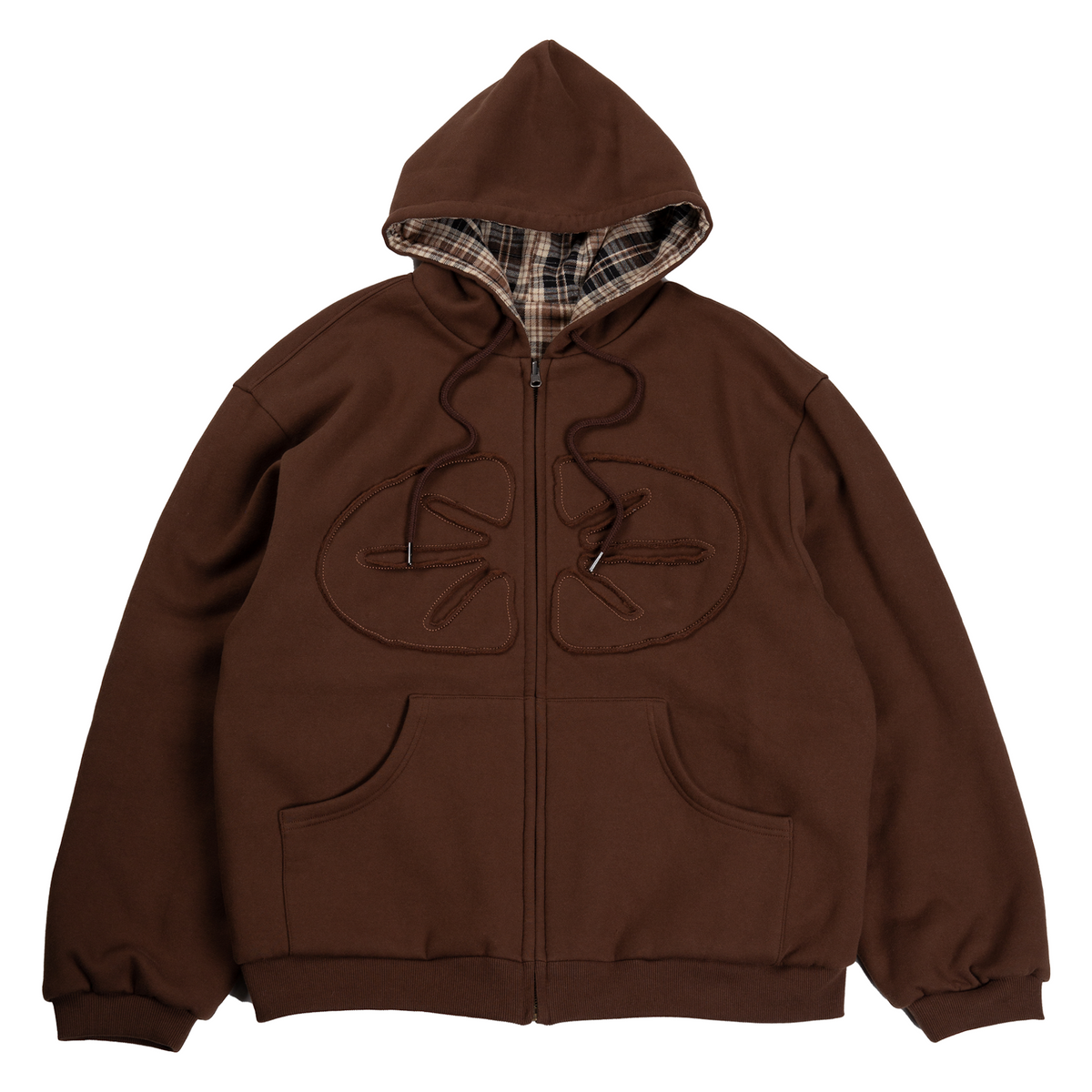 이알티알(ERTR) Reversible Hoodie Zip-Up Check Brown