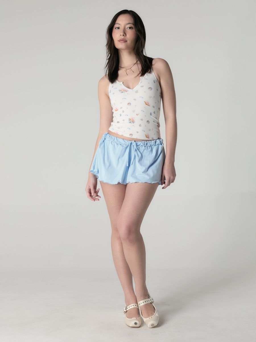 ★2025SS新作★glowny★TWIRL FLARE SHORTS MUSINSA | GLOWNY TWIRL FLARE SHORTS (WHITE MELANGE)