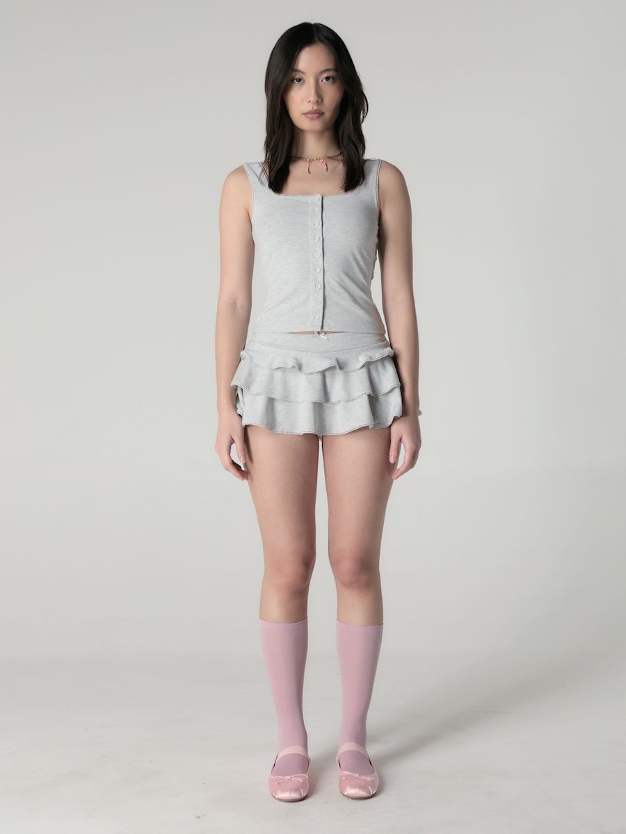 【GLOWNY】韓国人気★(S,M) PICOT FRILL MINI SKIRT GLOWNY】韓国人気☆(S，M) PICOT FRILL MINI SKIRT