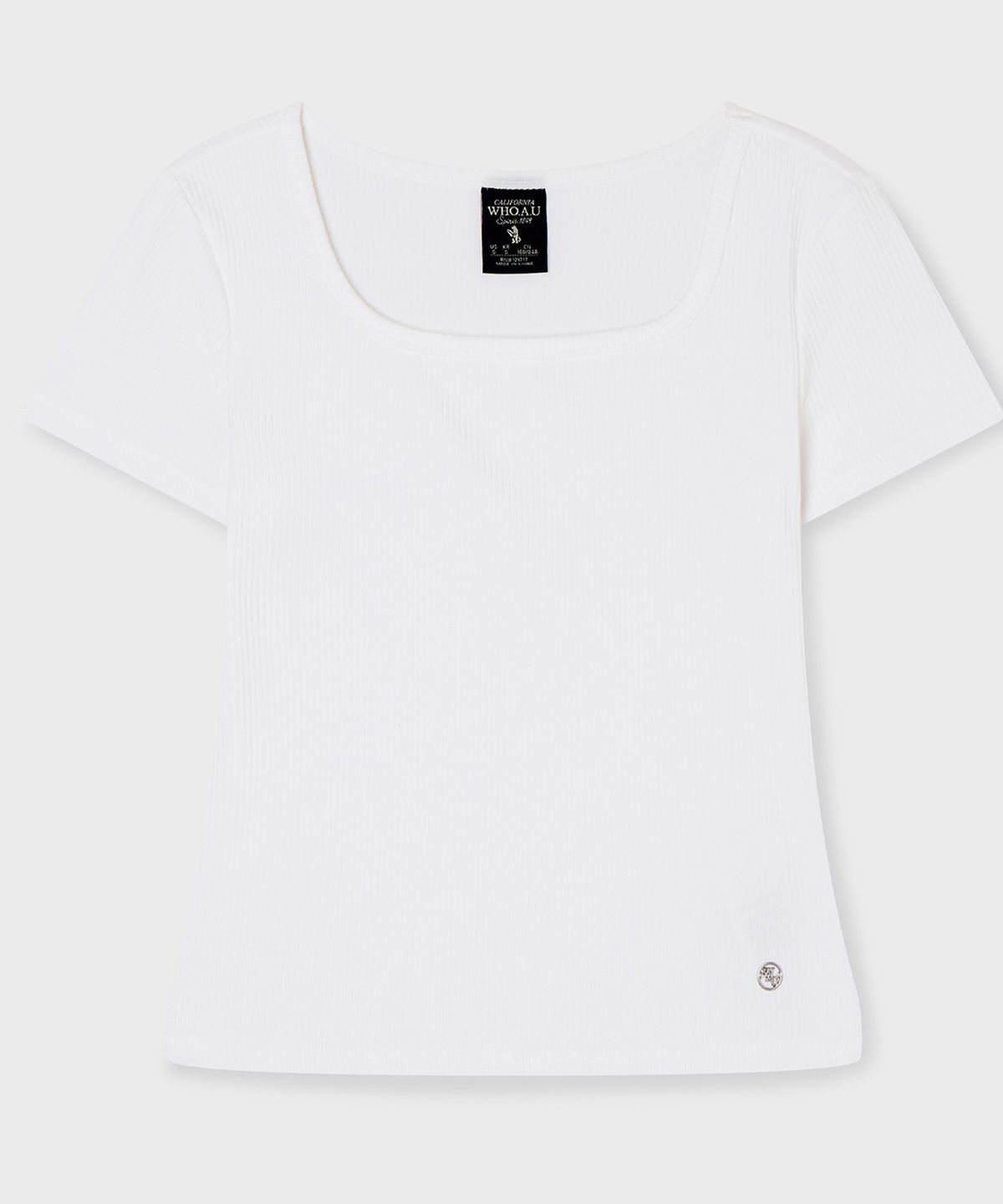 후아유(WHO.A.U) Ribbed Square Neck T-shirt / WHRAG2432F
