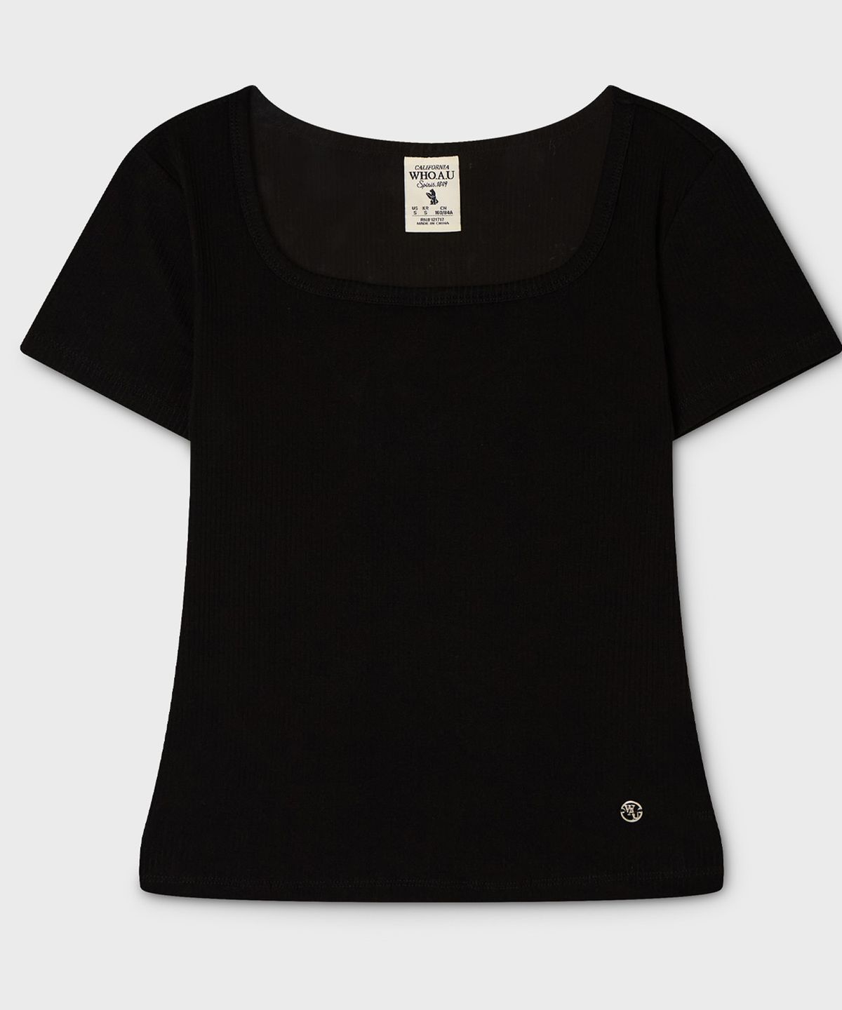 후아유(WHO.A.U) Ribbed Square Neck T-shirt / WHRAG2432F