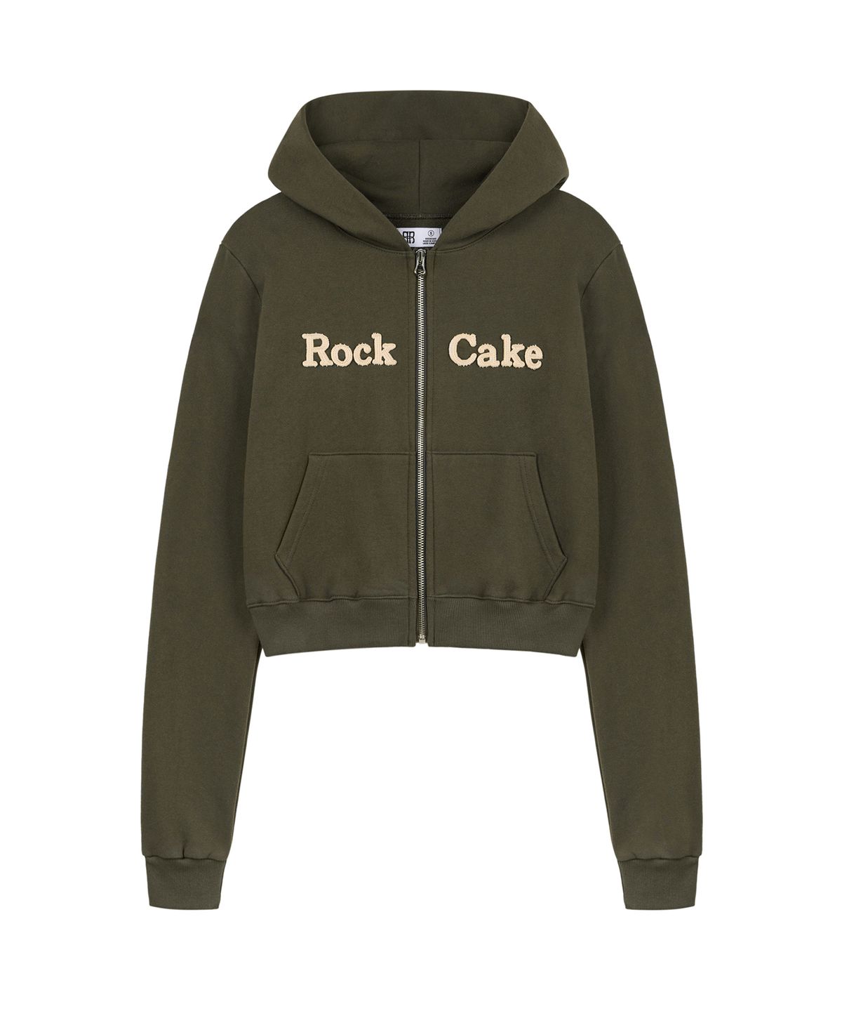 락케이크(ROCKCAKE) Logo Patch Full Zip Hoodie - Khaki