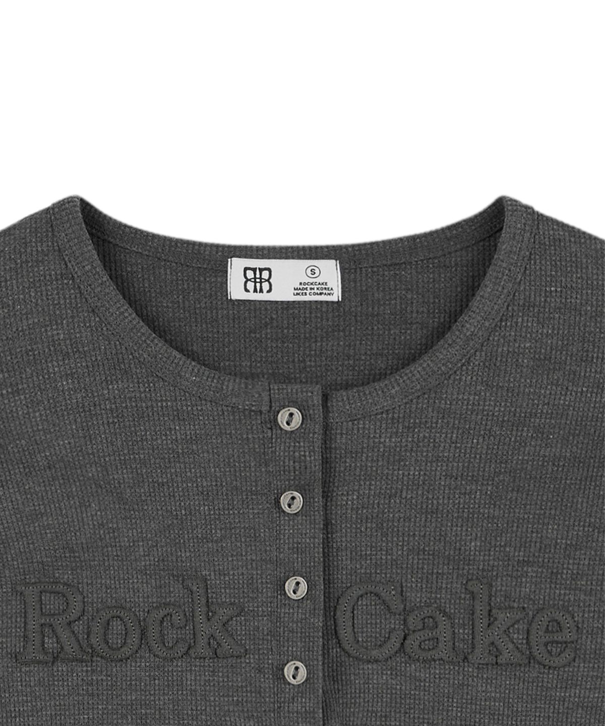 락케이크(ROCKCAKE) Applique Logo Button Top - Charcoal