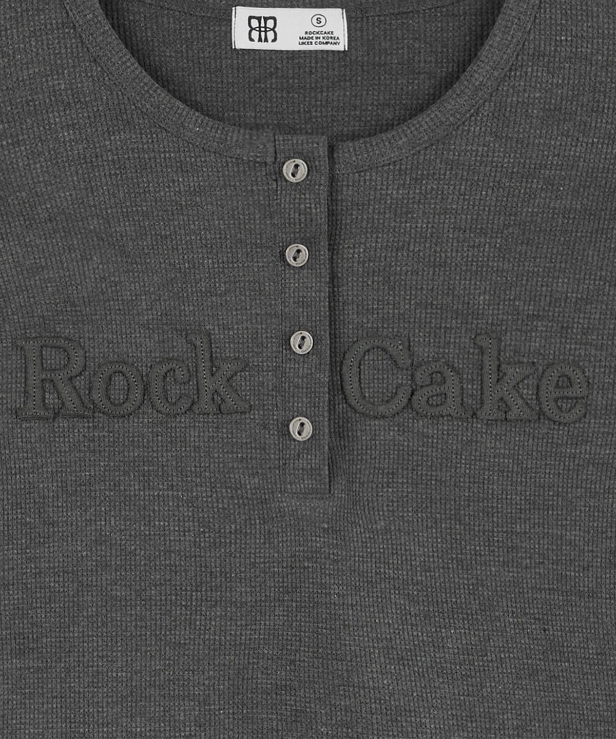 락케이크(ROCKCAKE) Applique Logo Button Top - Charcoal