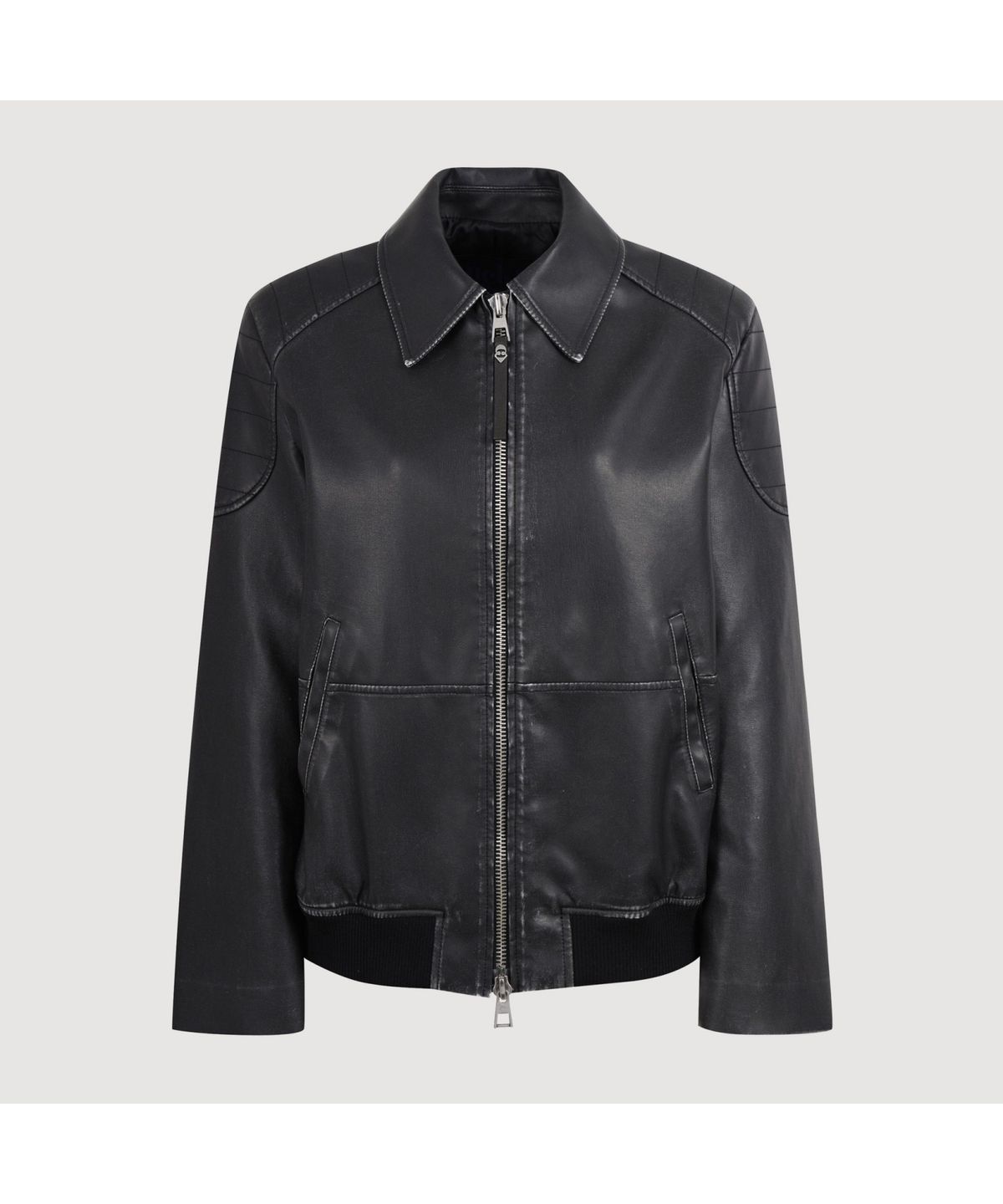 럭키슈에뜨(LUCKY CHOUETTE) Vintage Fake Leather Blue Bell Jumper(light black) LFUAS25220BKL
