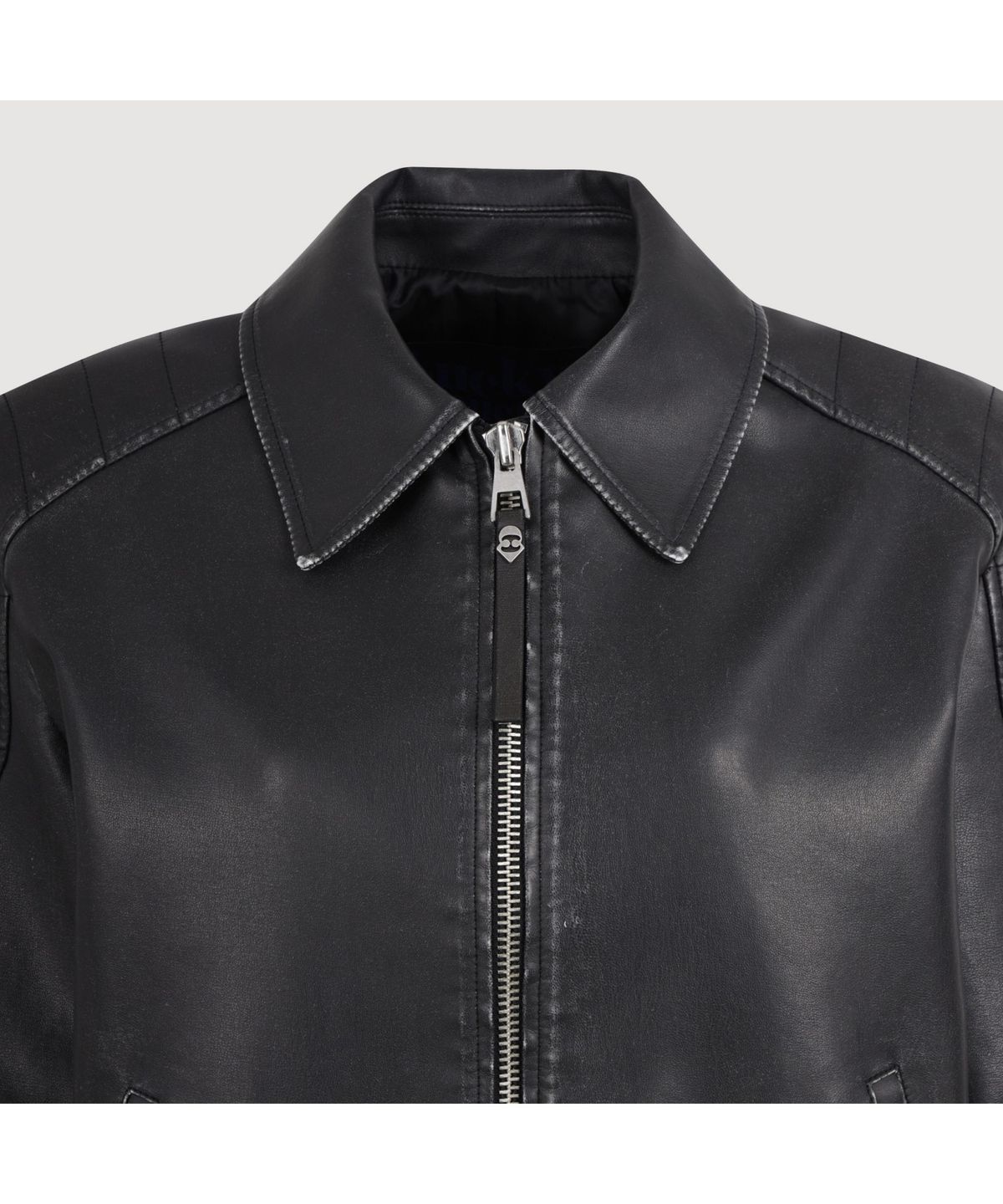 럭키슈에뜨(LUCKY CHOUETTE) Vintage Fake Leather Blue Bell Jumper(light black) LFUAS25220BKL