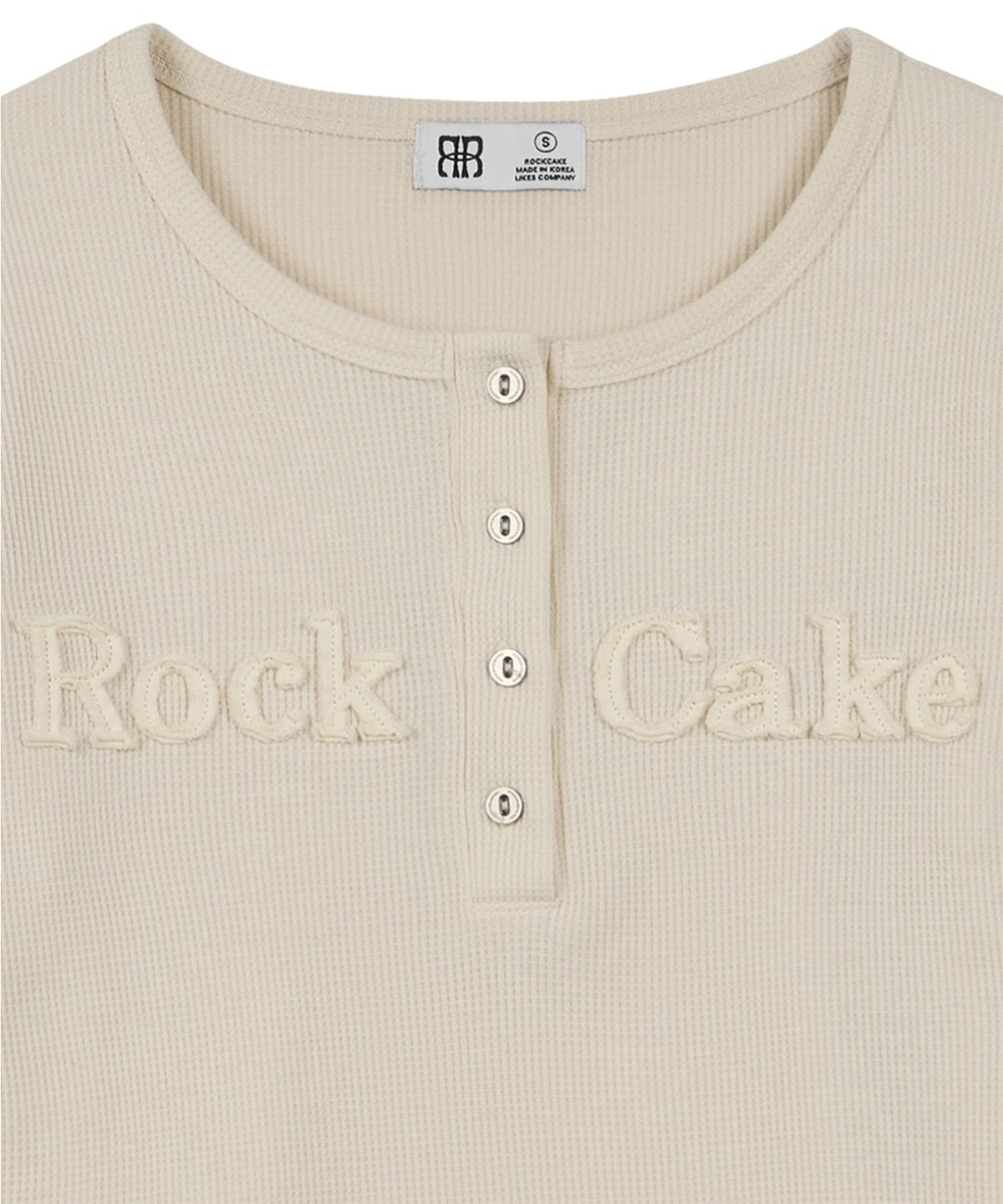 락케이크(ROCKCAKE) Applique Logo Button Top - Cream