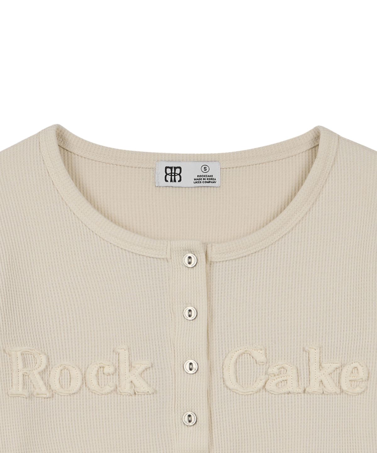 락케이크(ROCKCAKE) Applique Logo Button Top - Cream