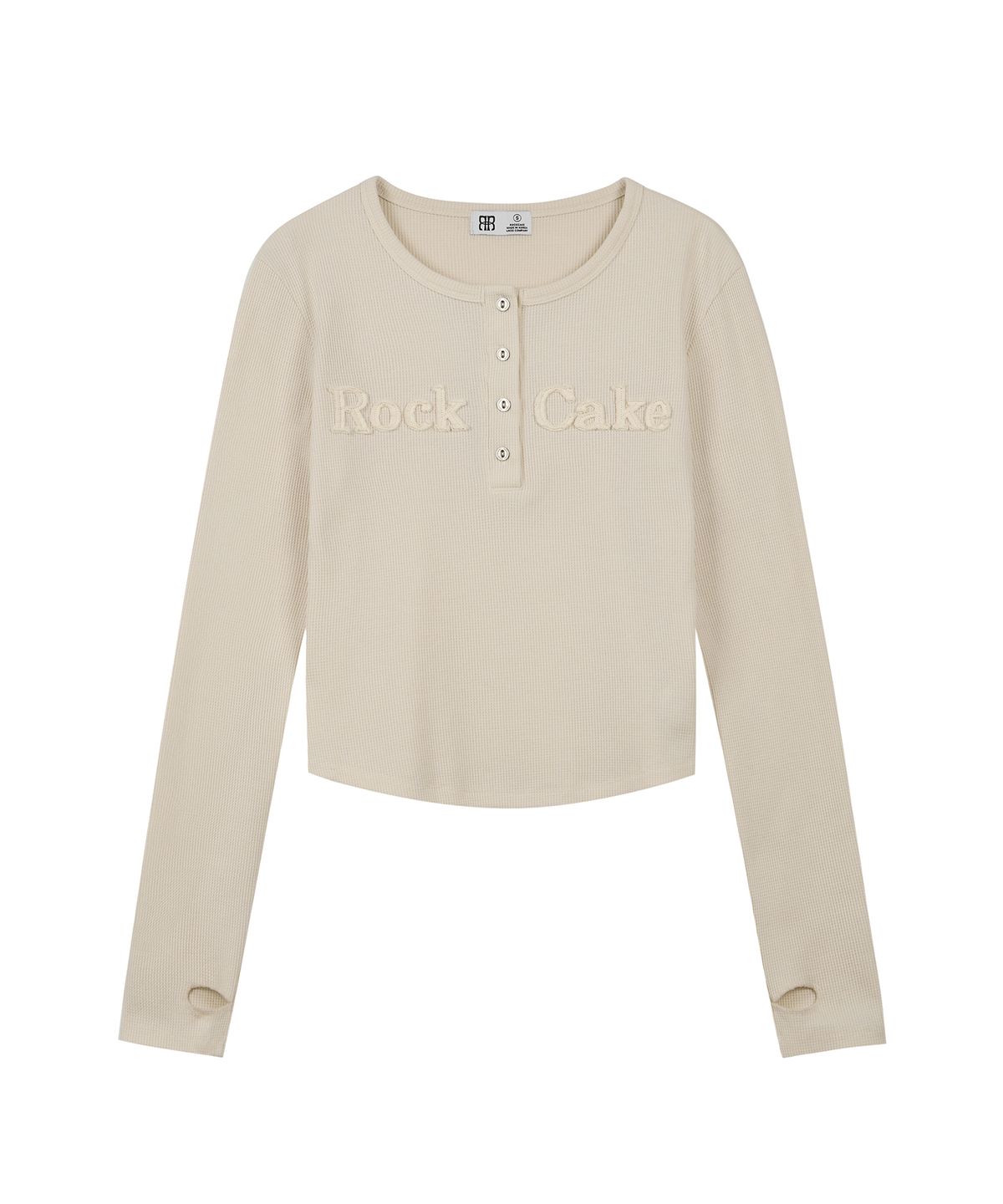 락케이크(ROCKCAKE) Applique Logo Button Top - Cream
