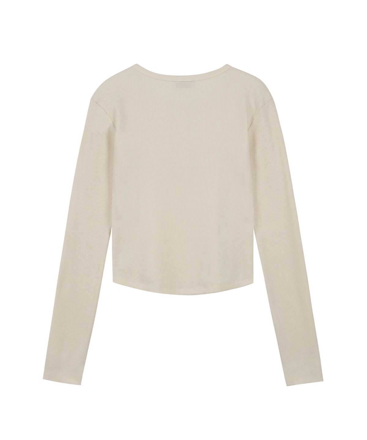 락케이크(ROCKCAKE) Applique Logo Button Top - Cream