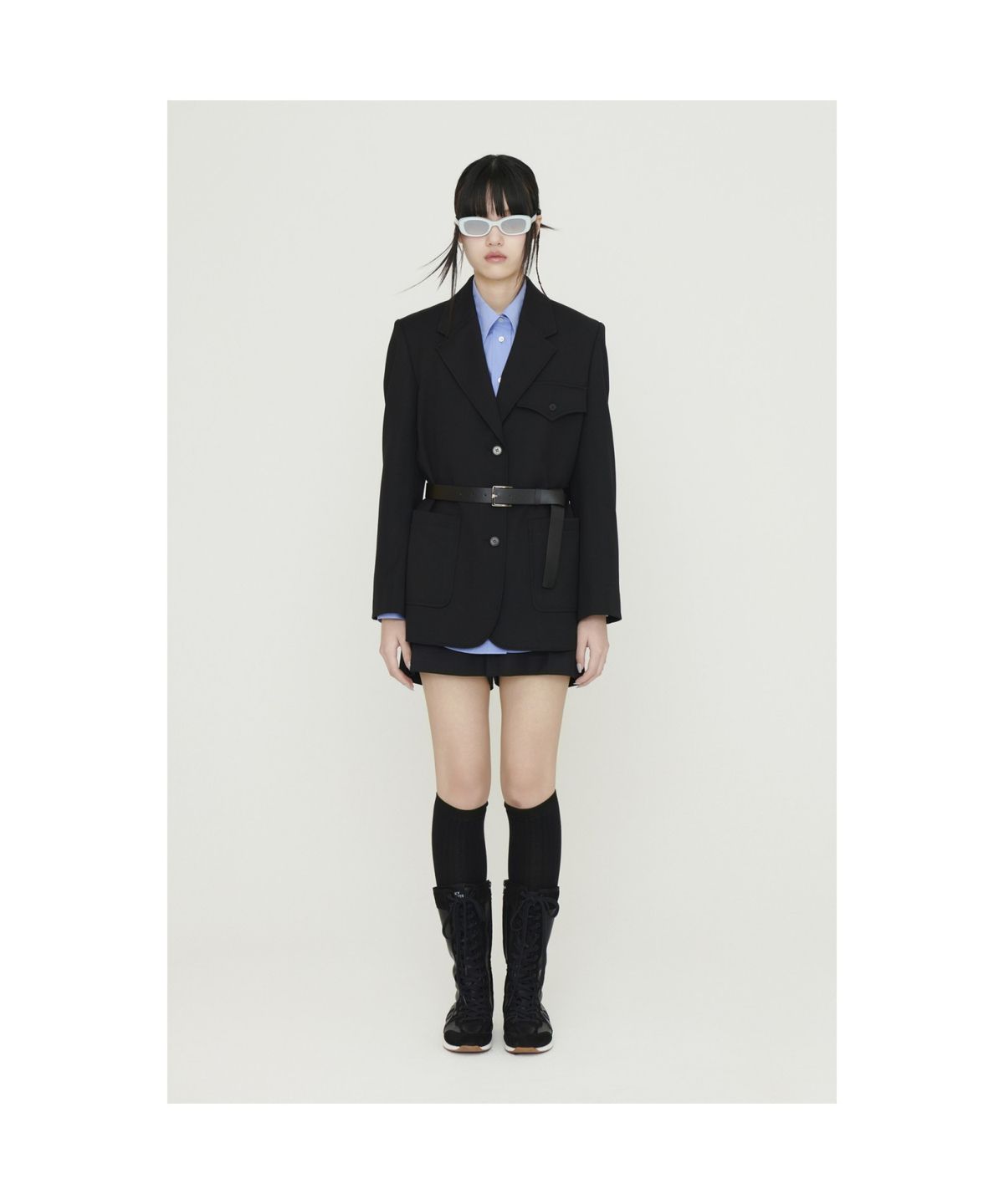 럭키슈에뜨(LUCKY CHOUETTE) Back Slit Option Belt Single Jacket (black) LFJAS25210BKX