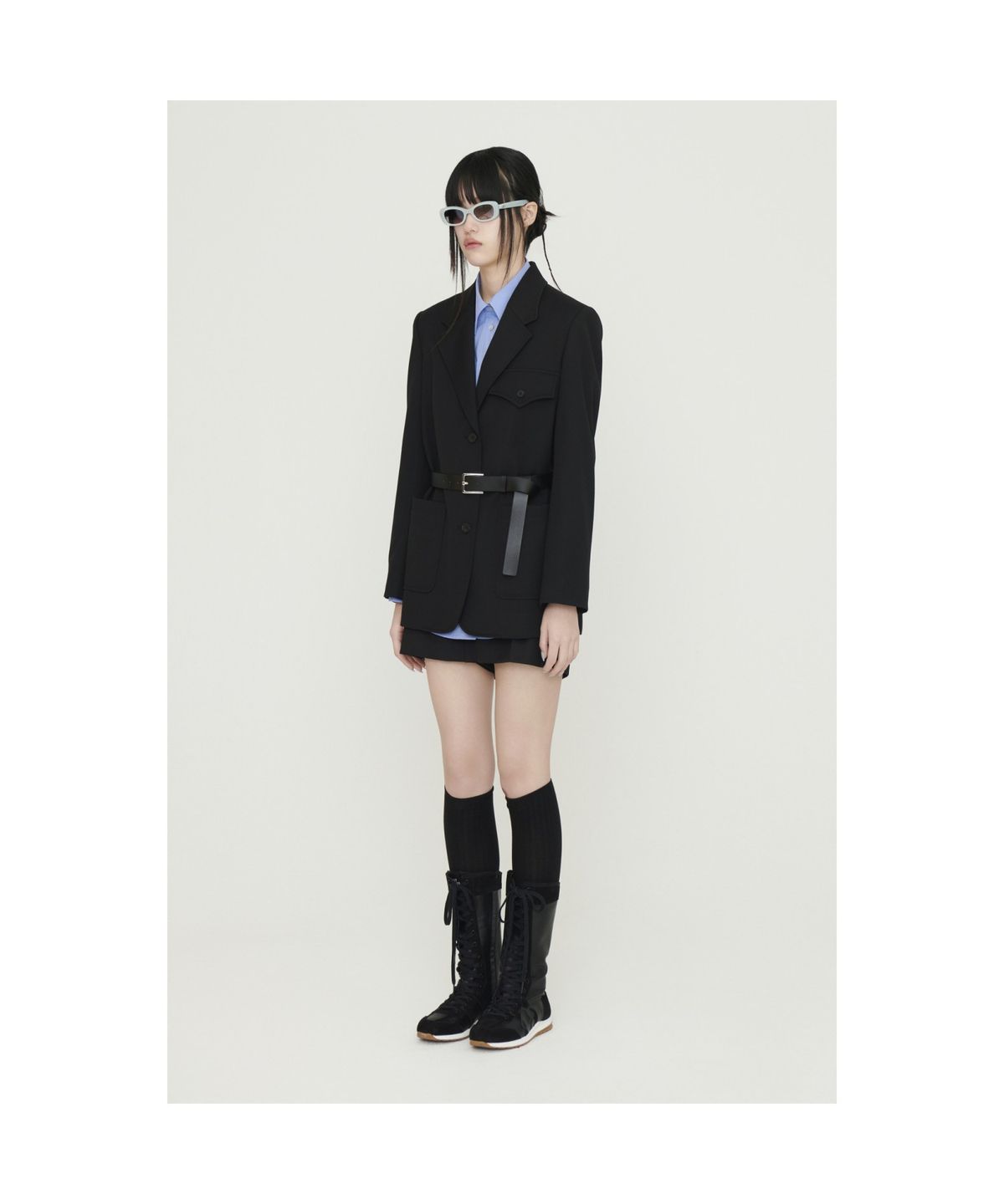 럭키슈에뜨(LUCKY CHOUETTE) Back Slit Option Belt Single Jacket (black) LFJAS25210BKX