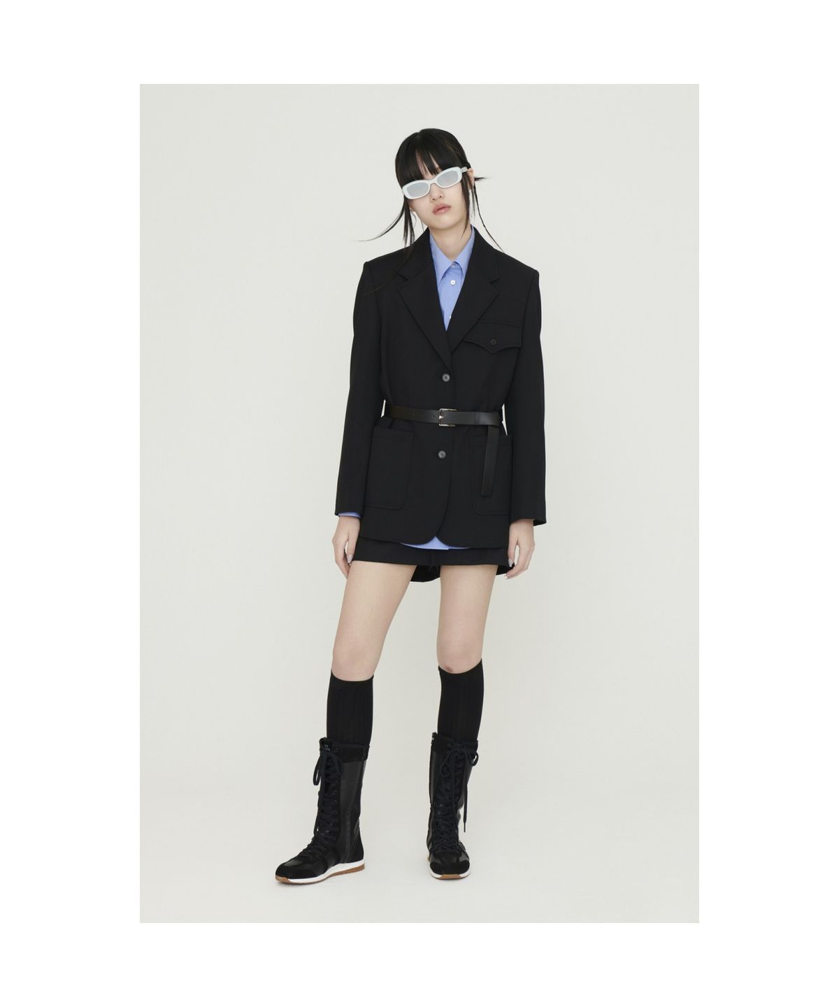 럭키슈에뜨(LUCKY CHOUETTE) Back Slit Option Belt Single Jacket (black) LFJAS25210BKX