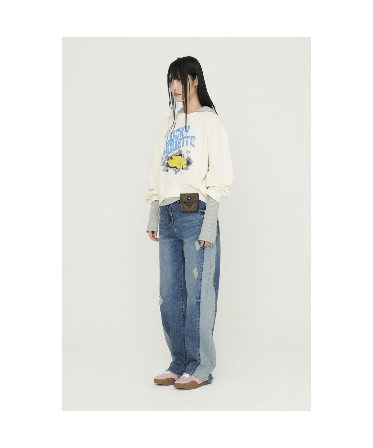 럭키슈에뜨(LUCKY CHOUETTE) Chouette Point Sweat T-shirt (ivory) LFTAM25205IVX