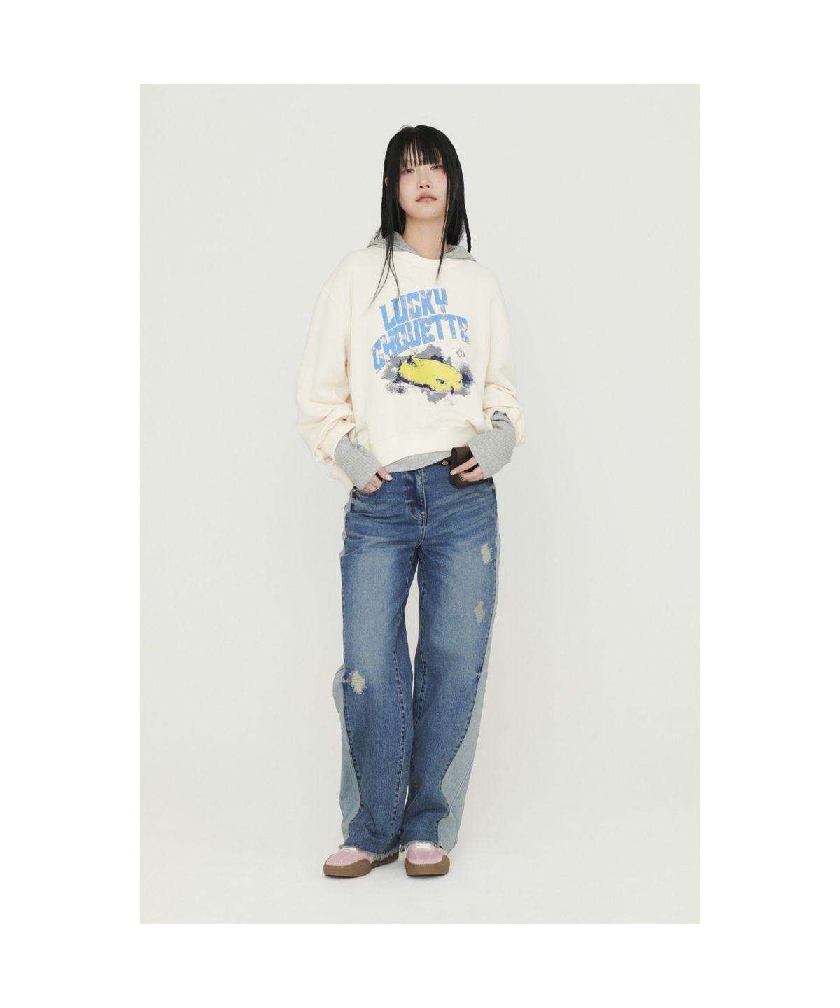 럭키슈에뜨(LUCKY CHOUETTE) Chouette Point Sweat T-shirt (ivory) LFTAM25205IVX