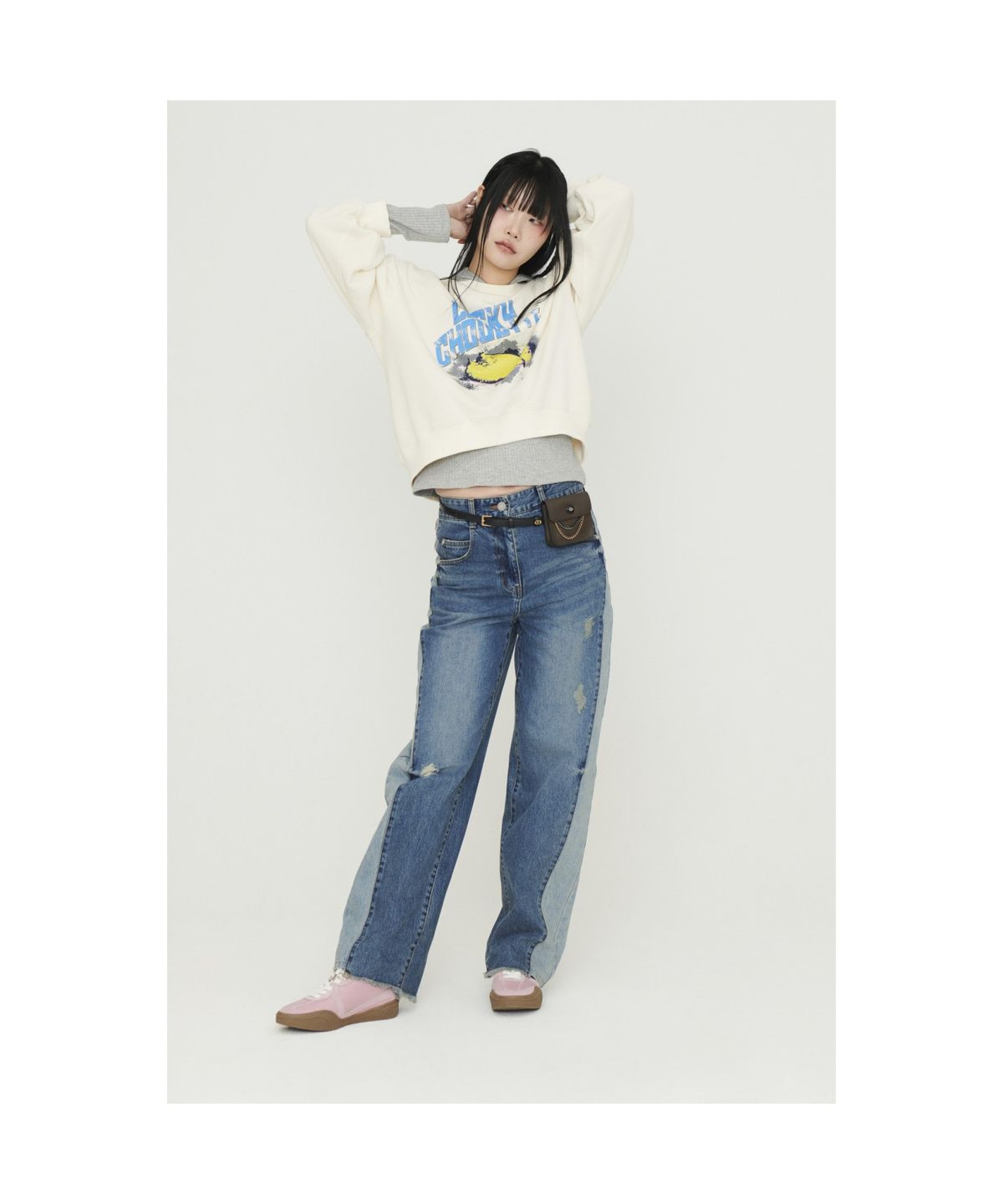 럭키슈에뜨(LUCKY CHOUETTE) Chouette Point Sweat T-shirt (ivory) LFTAM25205IVX