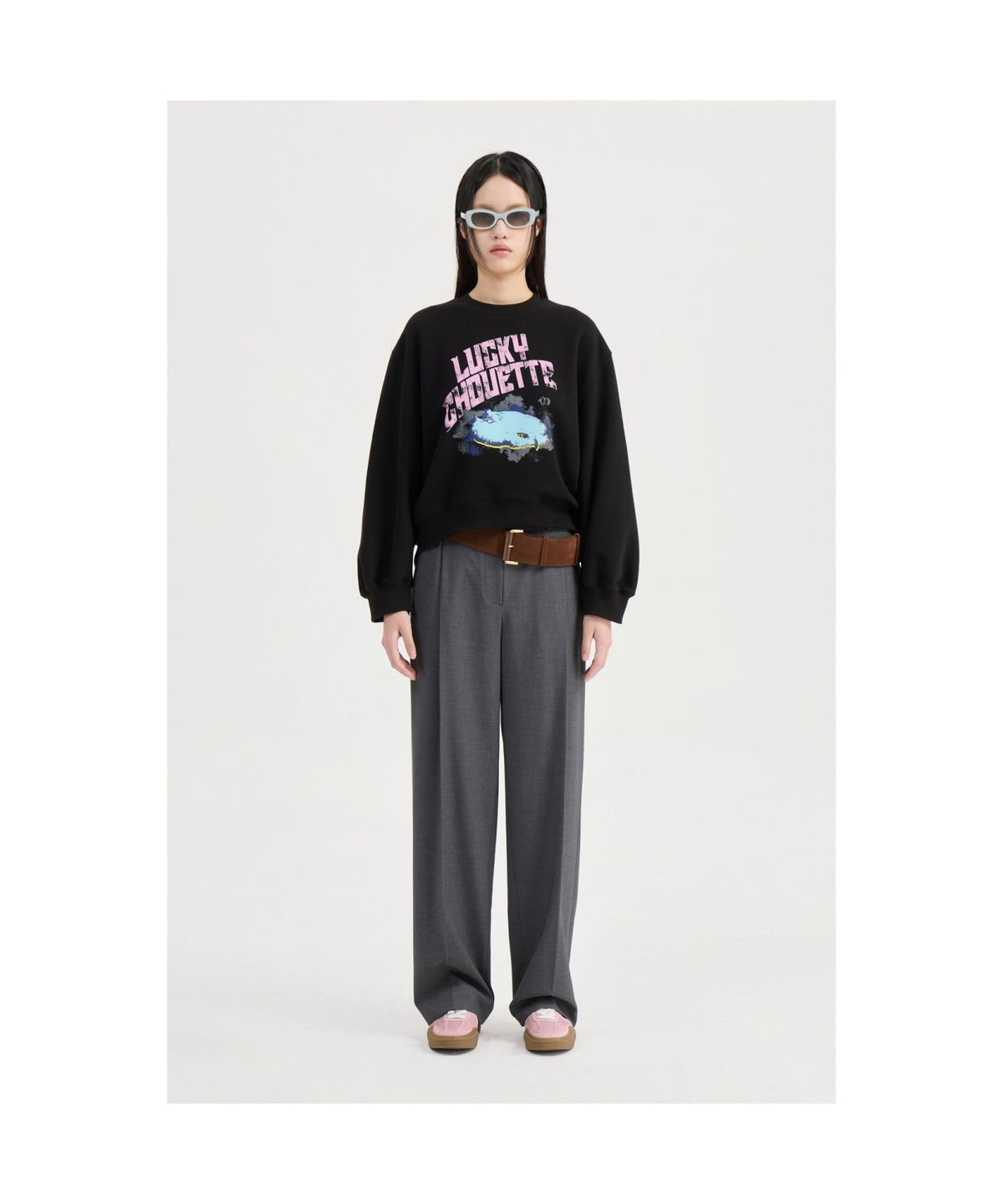 럭키슈에뜨(LUCKY CHOUETTE) Chouette Point Sweat T-shirt (black) LFTAM25205BKX