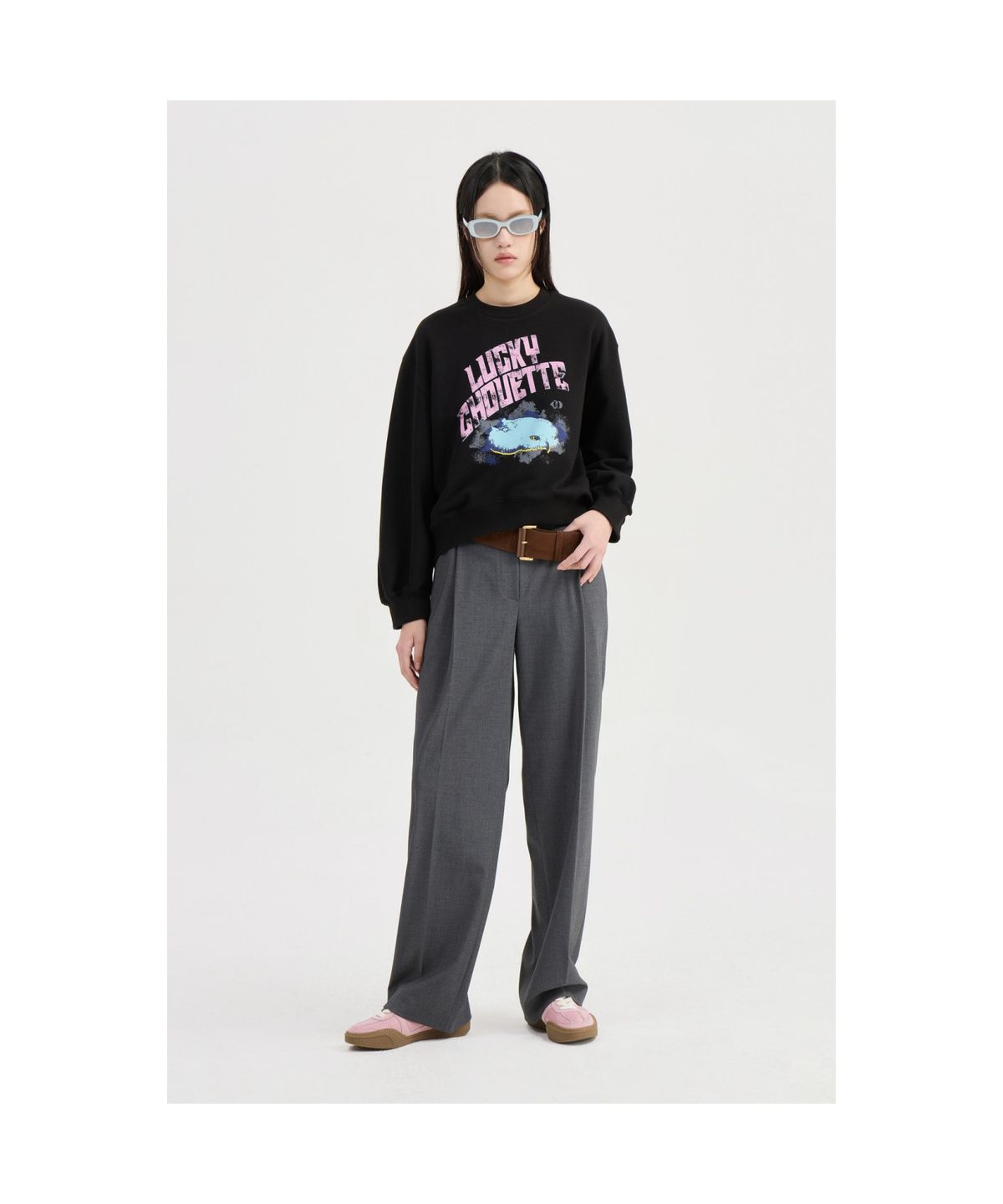 럭키슈에뜨(LUCKY CHOUETTE) Chouette Point Sweat T-shirt (black) LFTAM25205BKX