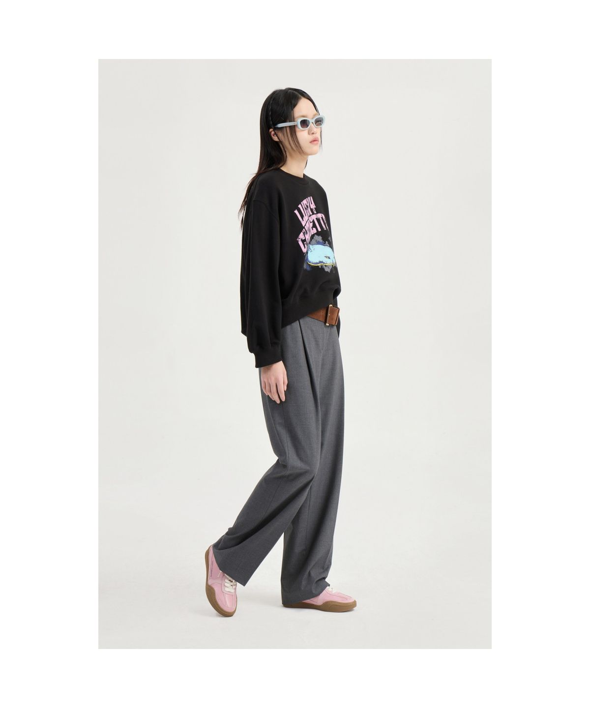 럭키슈에뜨(LUCKY CHOUETTE) Chouette Point Sweat T-shirt (black) LFTAM25205BKX