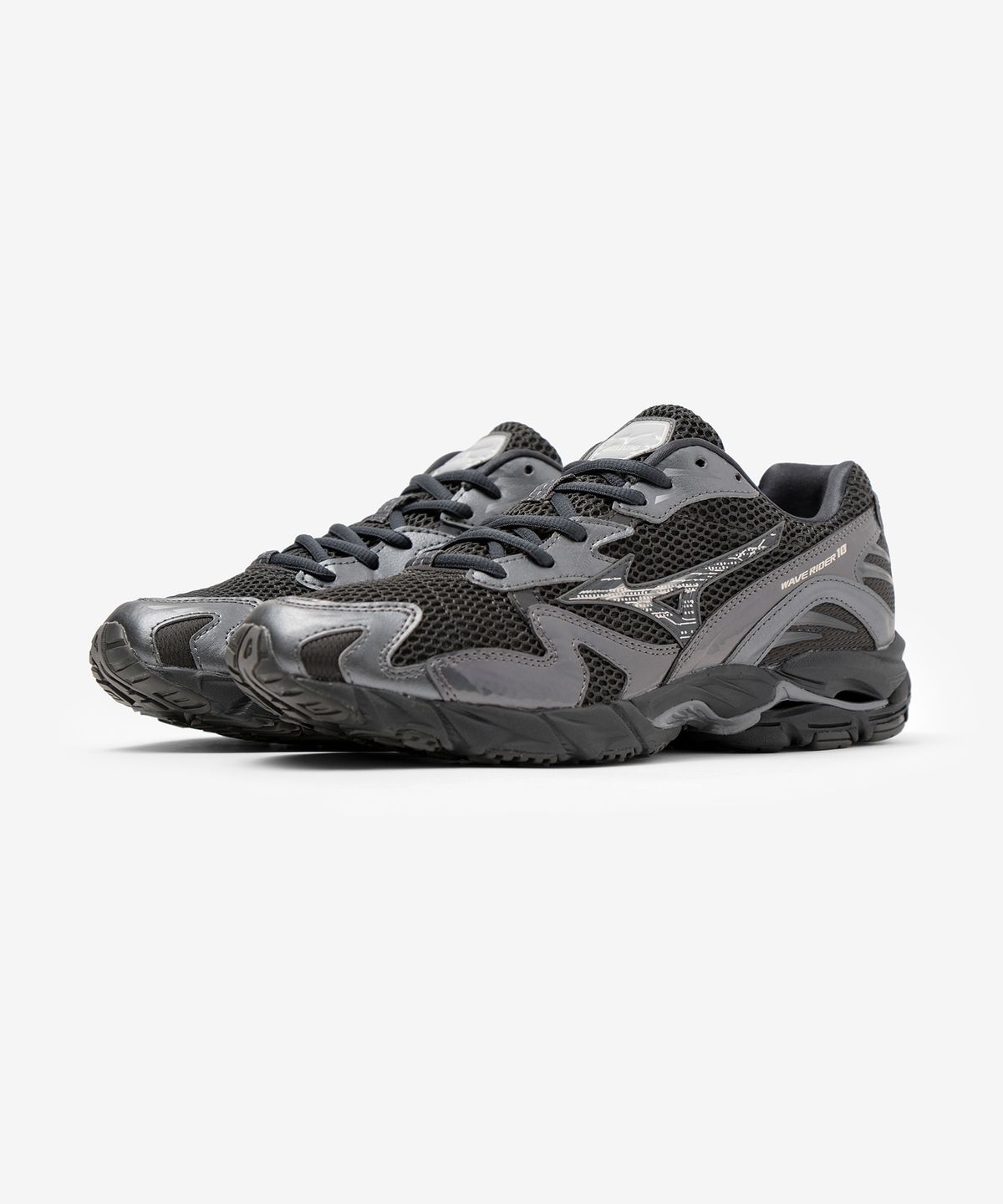미즈노(MIZUNO) (공용) 웨이브 라이더 10 - 블랙 샌드:블랙 샌드:메탈릭 그레이 / D1GA243108