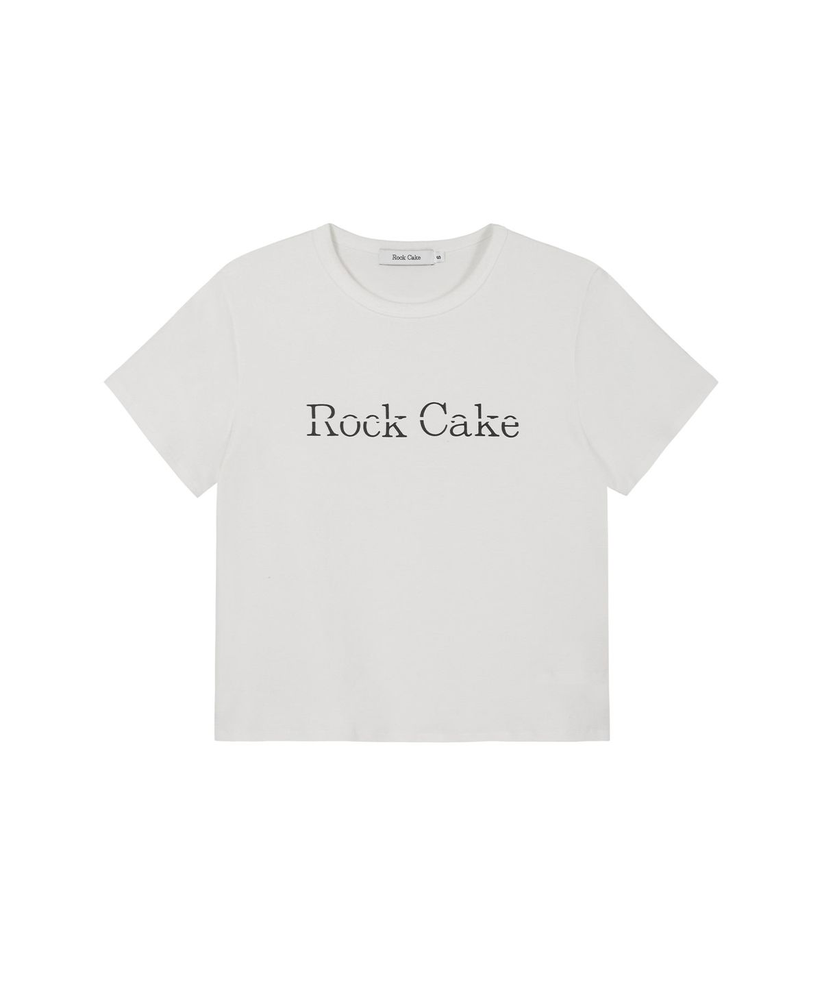 락케이크(ROCKCAKE) Basic Slit Logo Crop Top - White
