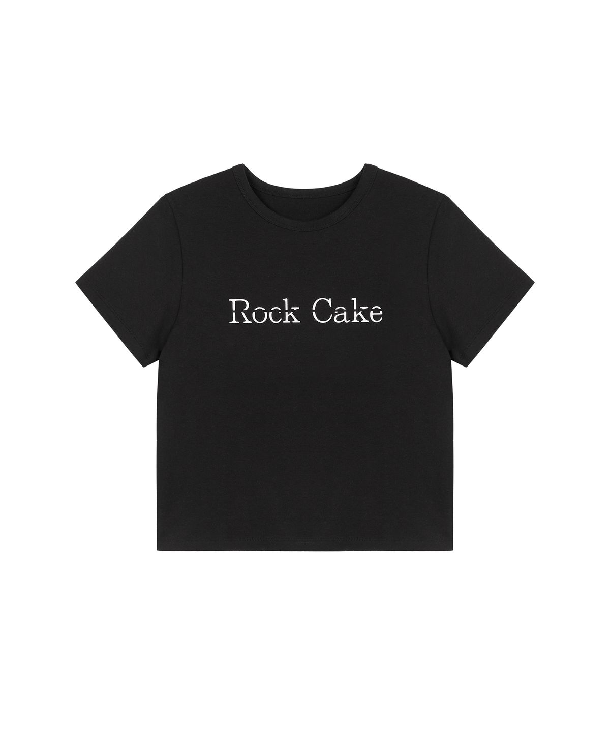 락케이크(ROCKCAKE) Basic Slit Logo Crop Top - Black