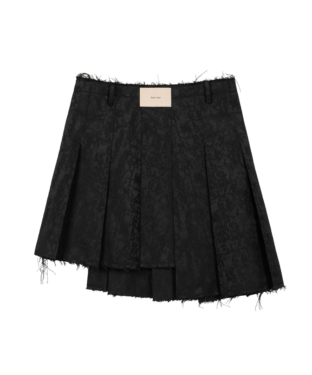 락케이크(ROCKCAKE) Jacquard Pleated Skirt - Black
