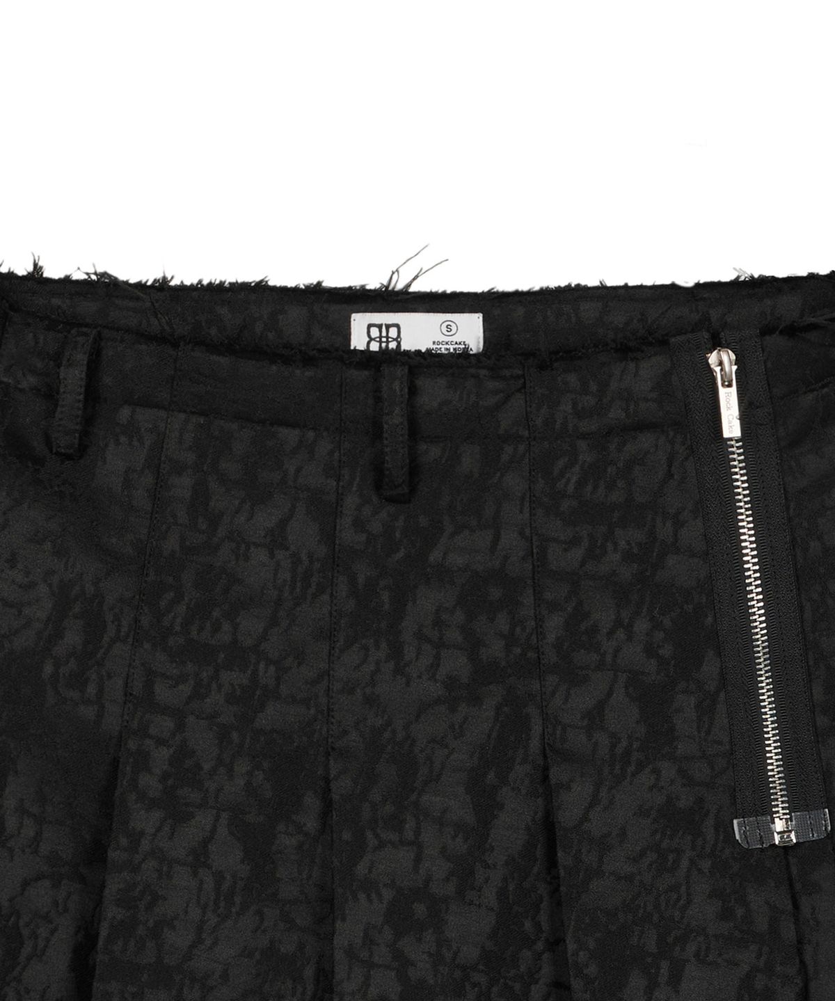 락케이크(ROCKCAKE) Jacquard Pleated Skirt - Black