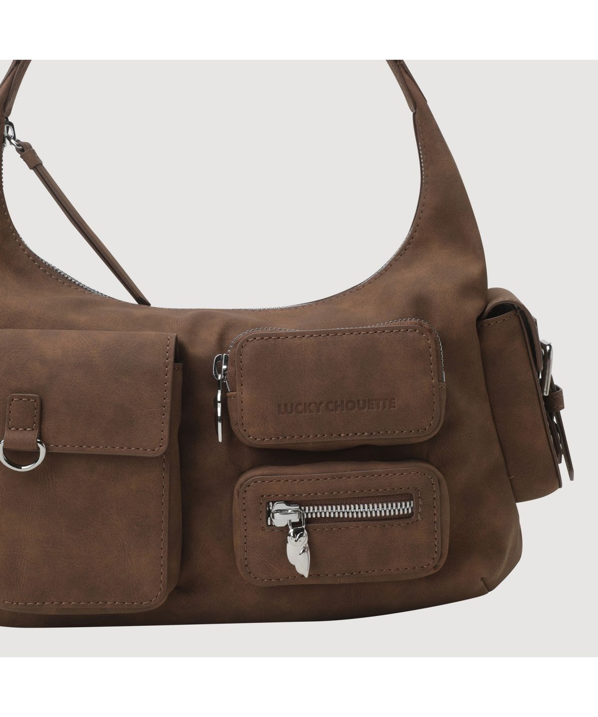 럭키슈에뜨(LUCKY CHOUETTE) Medium Pocket Hobo Bag (brown) LXBAM25200BRX