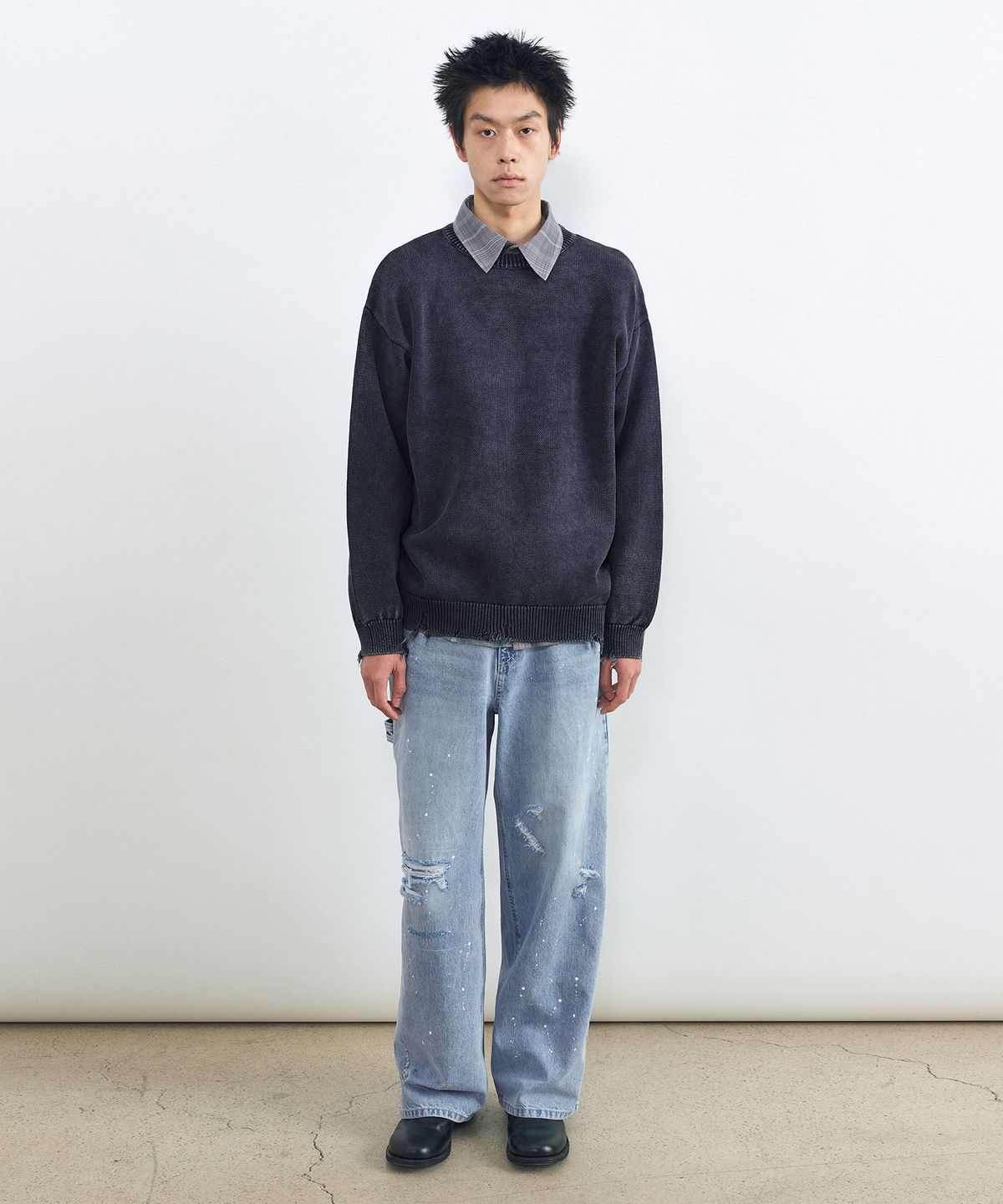 인사일런스(INSILENCE) 스톤 워시드 풀오버 WASHED NAVY