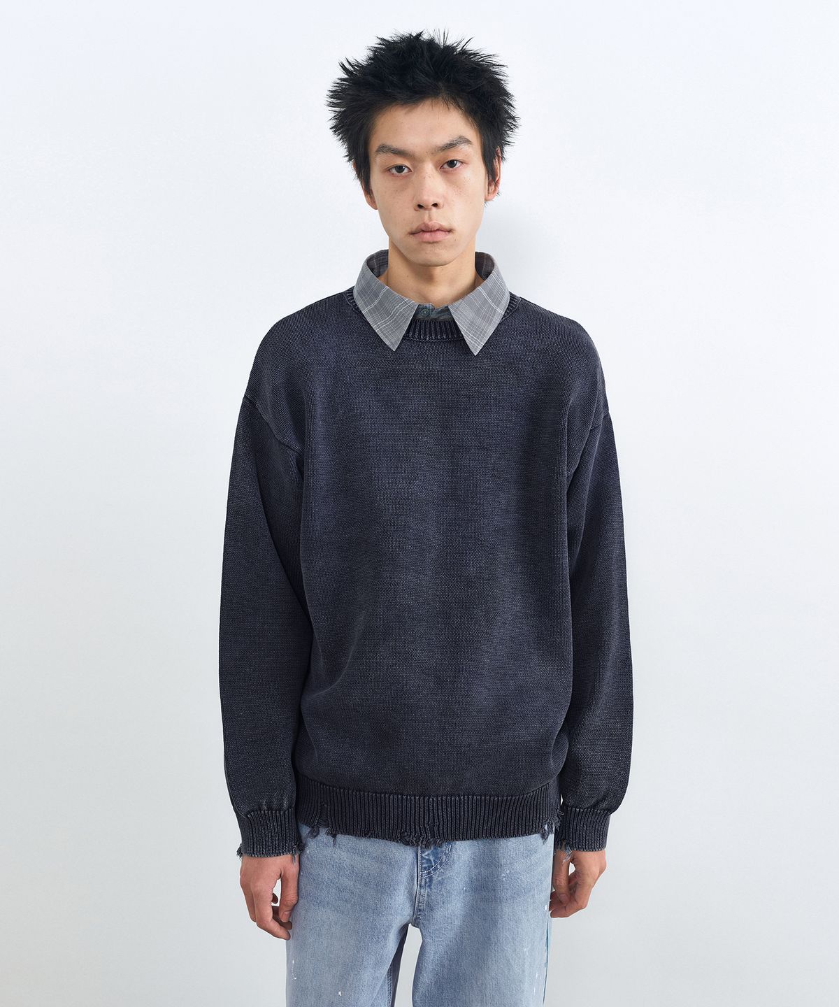 인사일런스(INSILENCE) 스톤 워시드 풀오버 WASHED NAVY