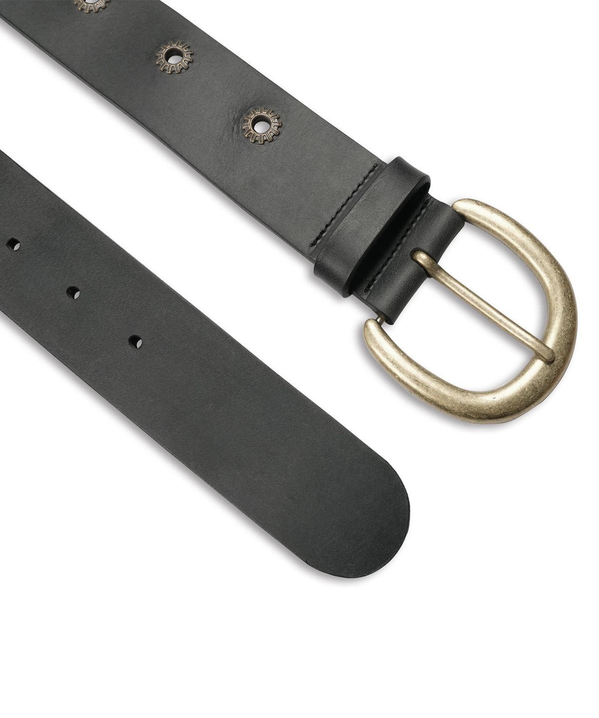 도프셉(DOFFSEPT) Wide Vintage Eyelet Belt in Black