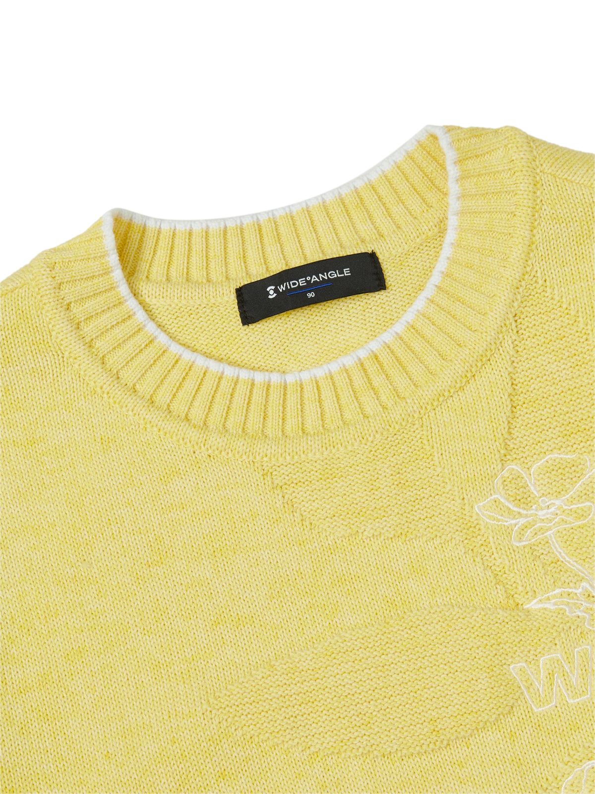와이드앵글(WIDEANGLE) CO 플라워 자수 라운드 베스트 L_YELLOW