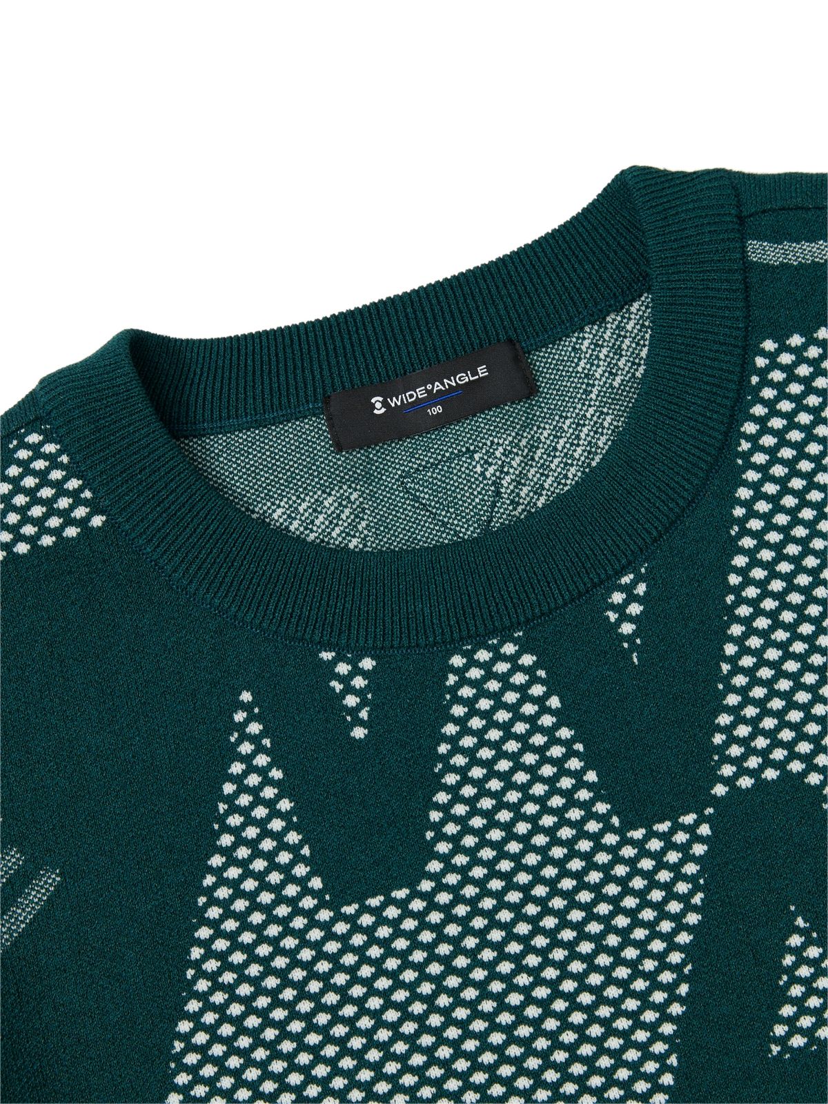 와이드앵글(WIDEANGLE) CO 아이코닉 체커 라운드 스웨터 M_Dark Green