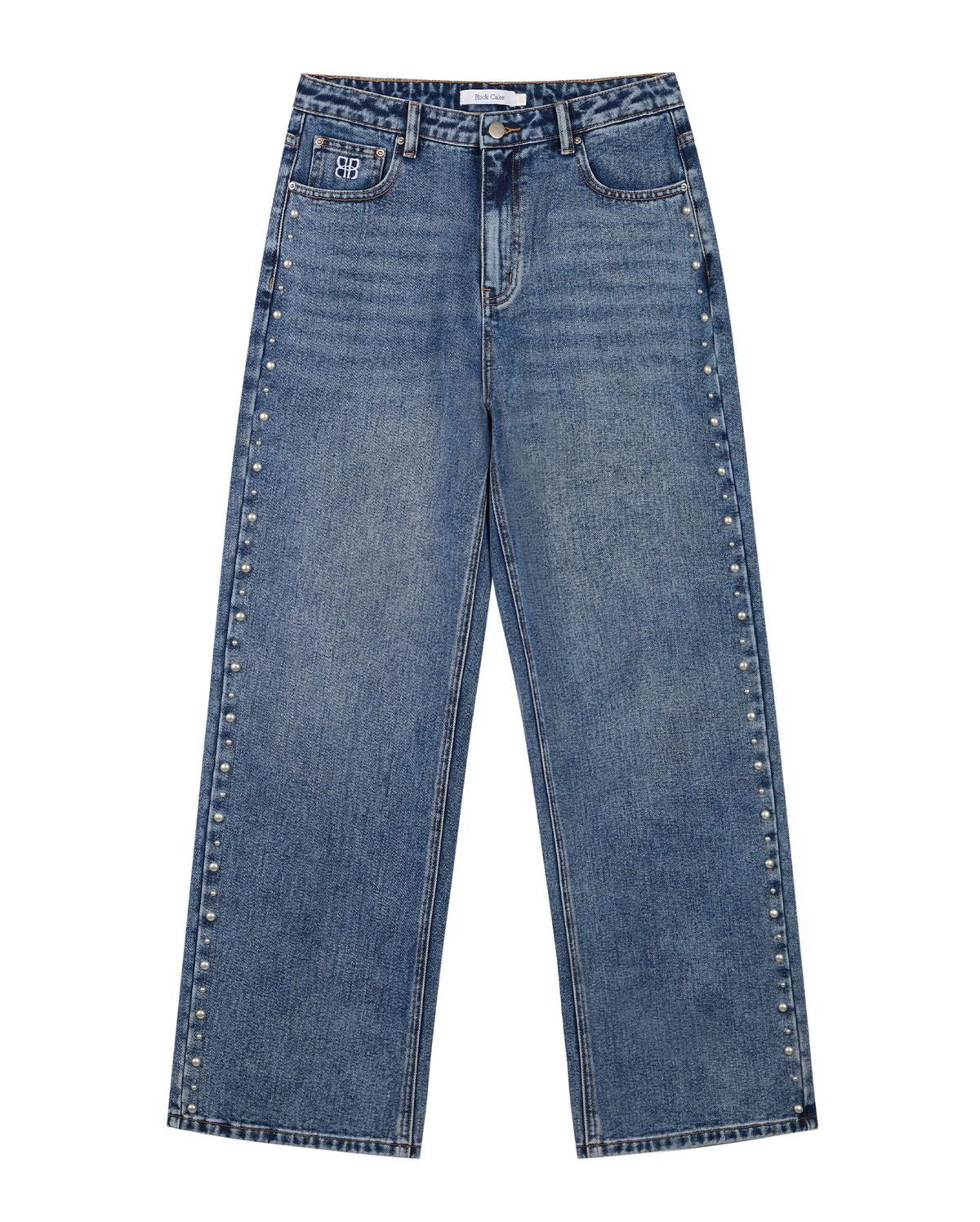 락케이크(ROCKCAKE) Studded Line Point Jeans - Blue