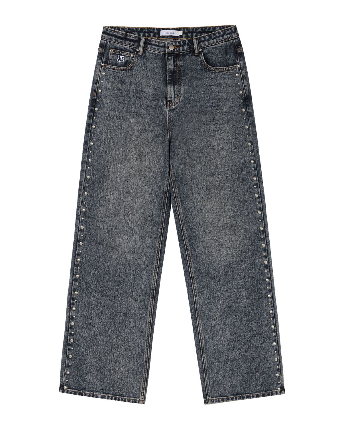 락케이크(ROCKCAKE) Studded Line Point Jeans - Ash gray