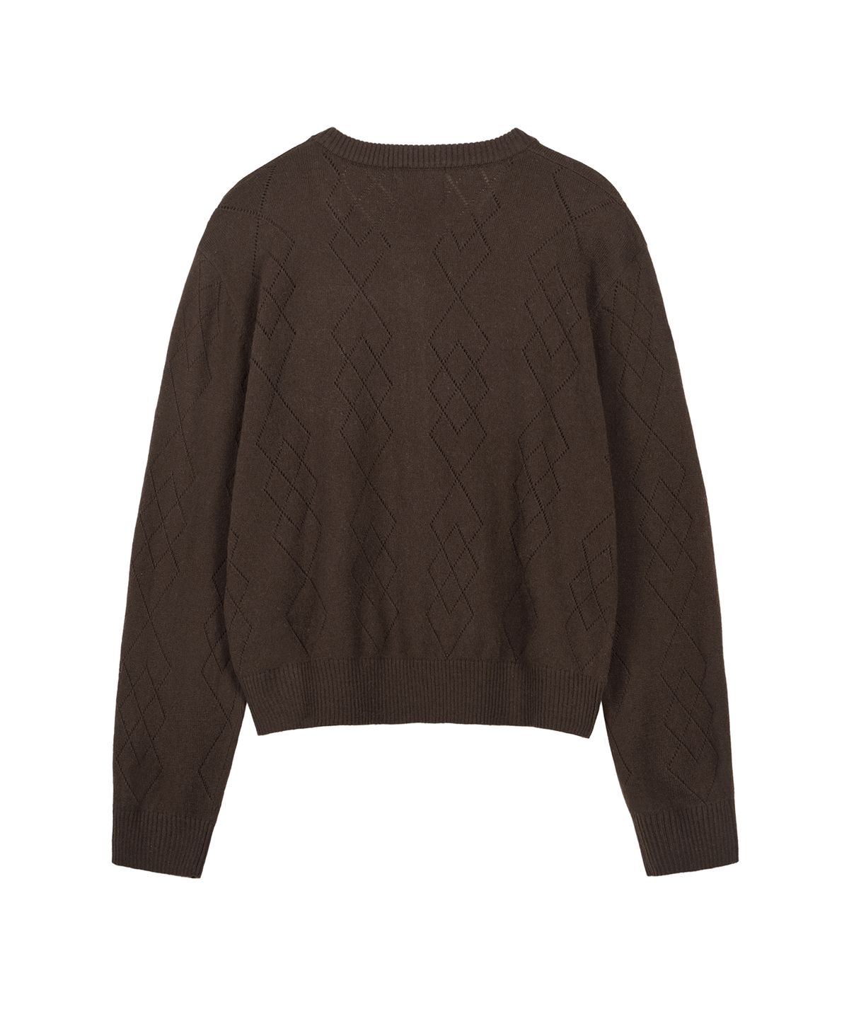 락케이크(ROCKCAKE) Argyle Punching Knit Cardigan - Brown