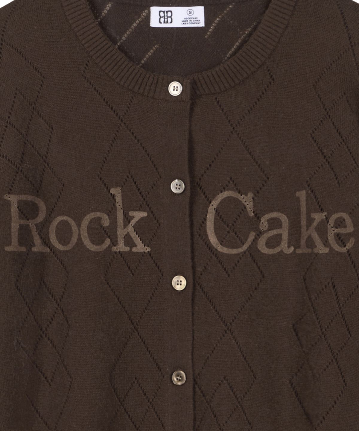 락케이크(ROCKCAKE) Argyle Punching Knit Cardigan - Brown