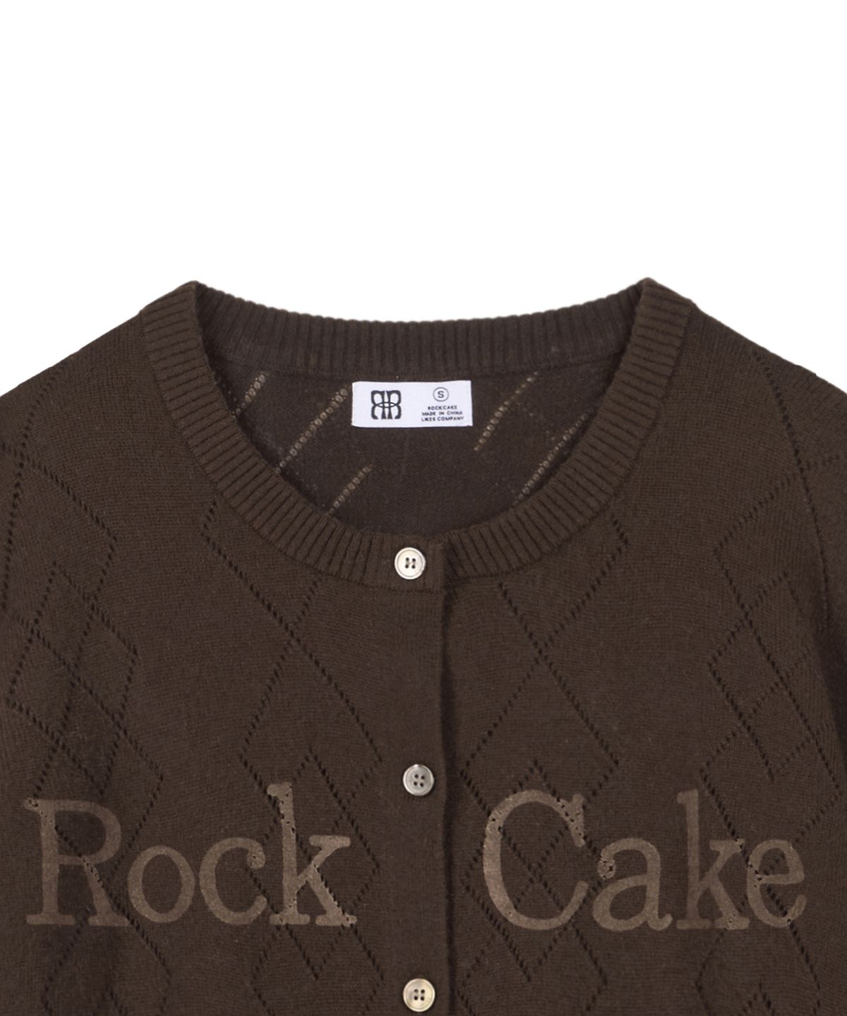 락케이크(ROCKCAKE) Argyle Punching Knit Cardigan - Brown
