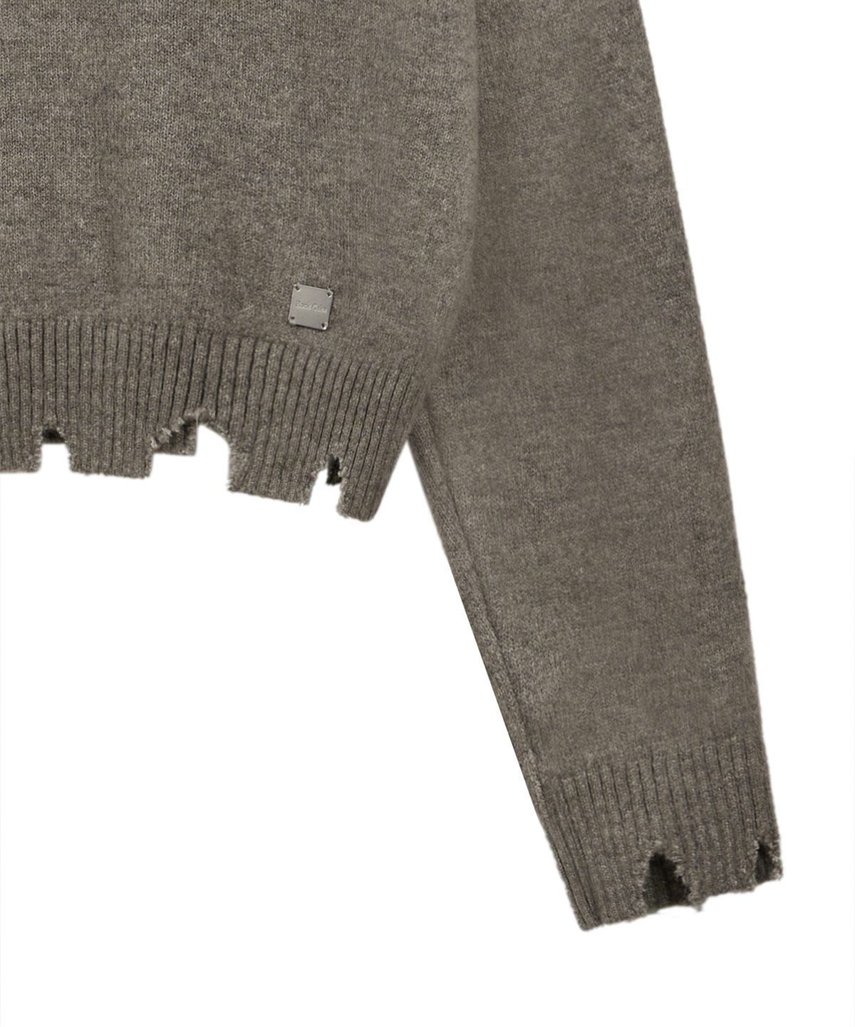 락케이크(ROCKCAKE) Off Shoulder Damaged Knit - Brown