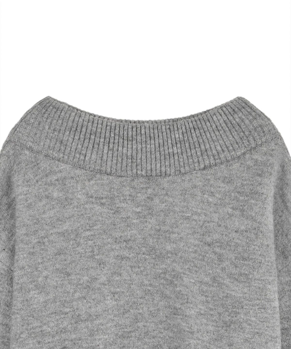 락케이크(ROCKCAKE) Off Shoulder Damaged Knit - Gray