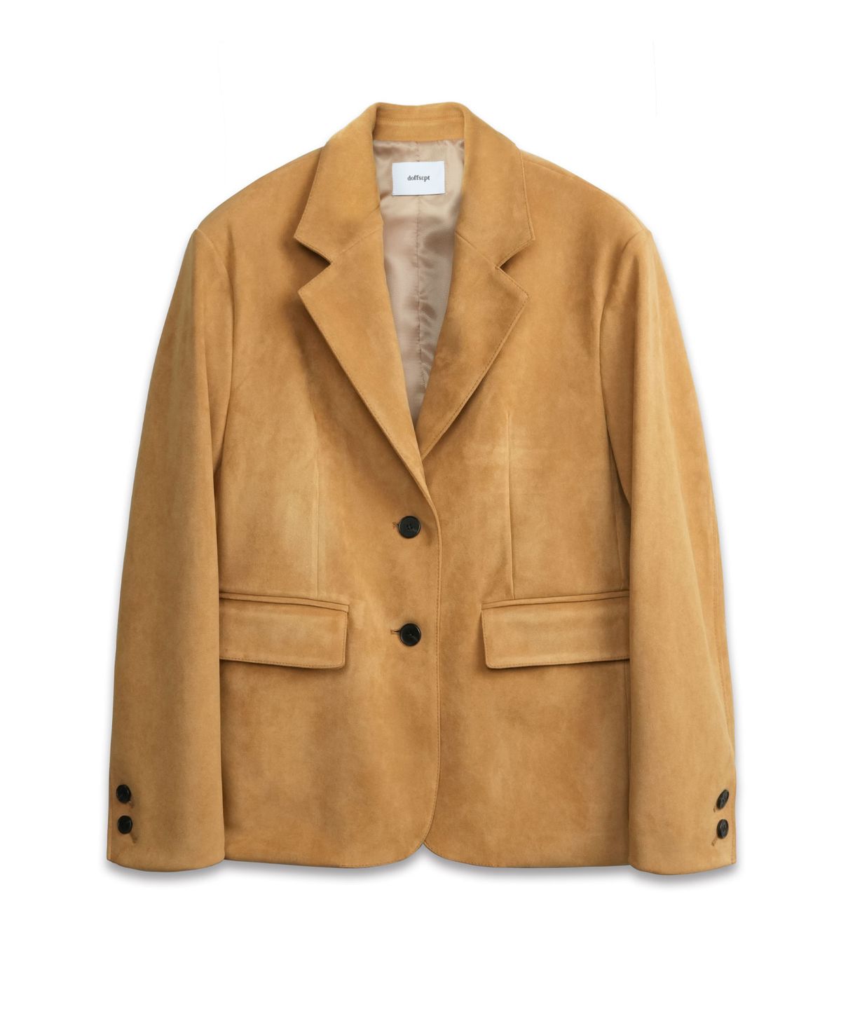 도프셉(DOFFSEPT) Vegan Leather Suede Blazer in Camel