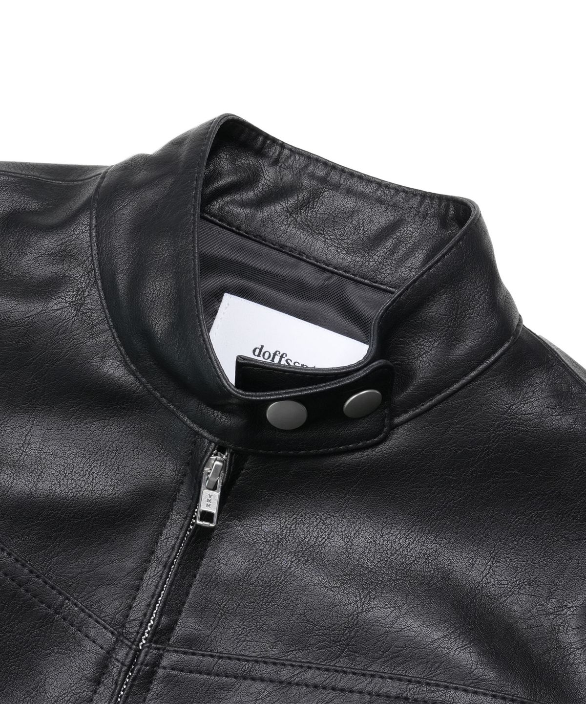 도프셉(DOFFSEPT) Vegan Leather Racer Jacket in Black