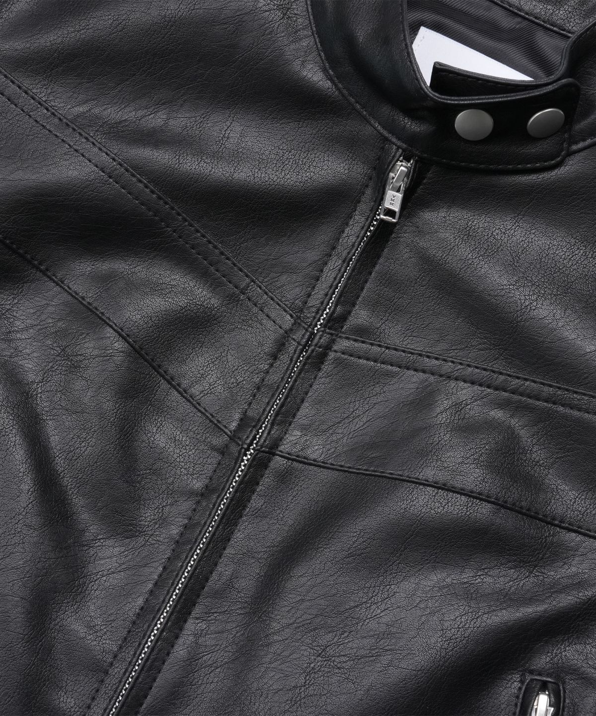 도프셉(DOFFSEPT) Vegan Leather Racer Jacket in Black