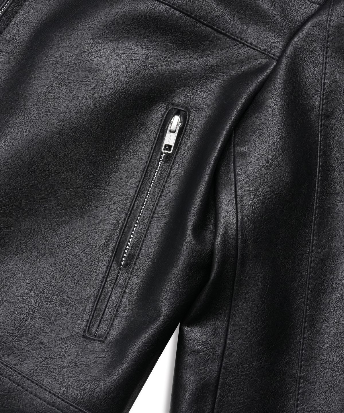 도프셉(DOFFSEPT) Vegan Leather Racer Jacket in Black