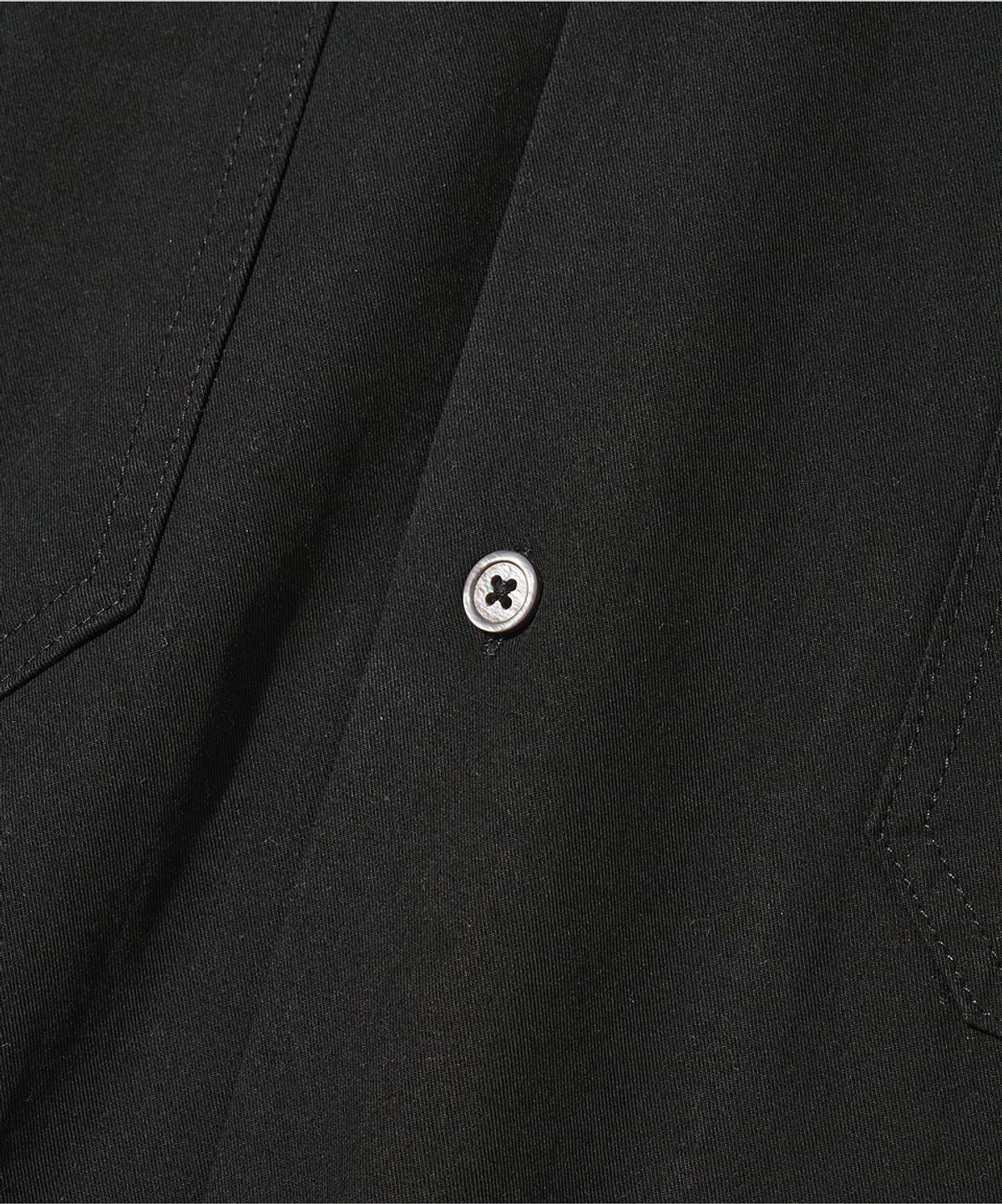 아웃스탠딩(OUTSTANDING) CHAIN STITCH OPEN COLLAR SHIRT_BLACK